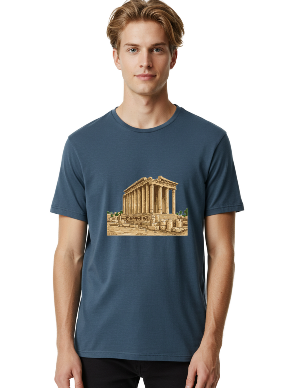 Ancient-Greek-Temple Men'S Graphic Tee, 100% Cotton, Comfortable Casual Summer Wear, Machine Washable, Vintage Camera, Old Camera, Antique Camera, Black Camera, Classic Photography, Photography Equipment, Nostalgic Device, Film Camera, Bag134