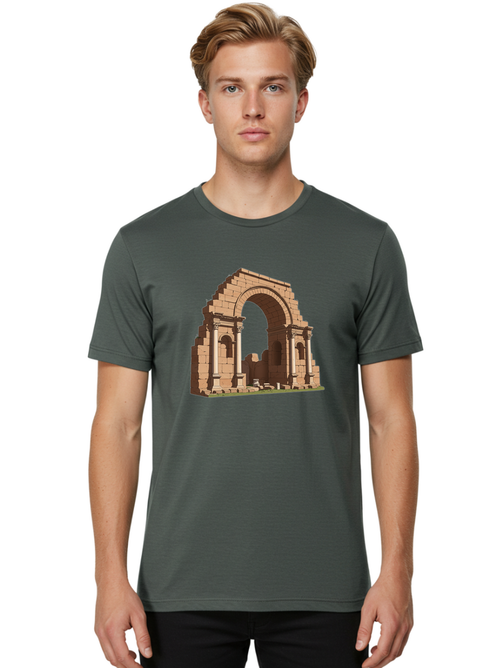 Archway-Ruins Men'S Graphic Tee, 100% Cotton, Comfortable Casual Summer Wear, Machine Washable, Vintage Camera, Old Camera, Antique Camera, Black Camera, Classic Photography, Photography Equipment, Nostalgic Device, Film Camera, Camera Art Bag146