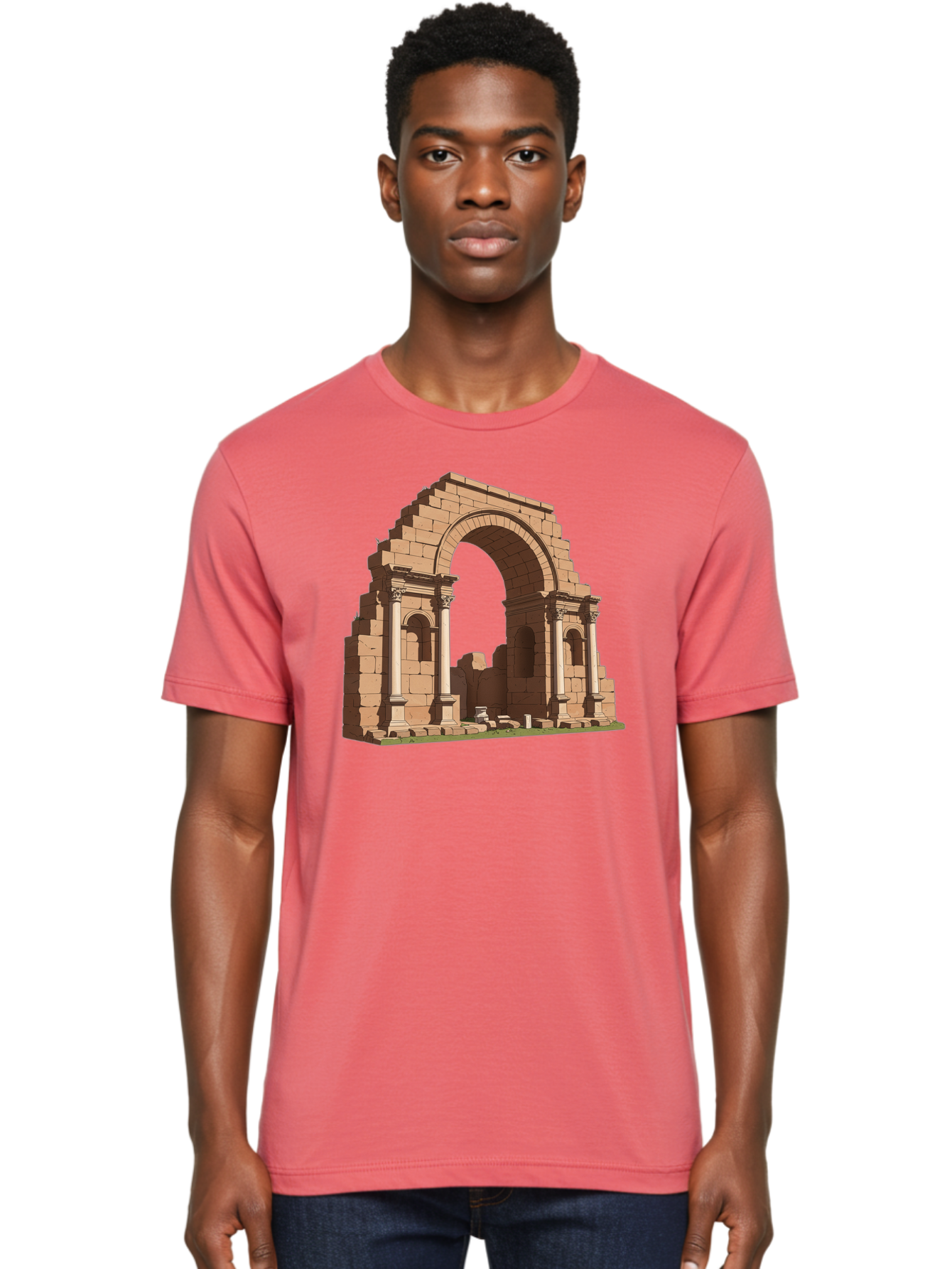 Archway-Ruins Men'S Graphic Tee, 100% Cotton, Comfortable Casual Summer Wear, Machine Washable, Vintage Camera, Old Camera, Antique Camera, Black Camera, Classic Photography, Photography Equipment, Nostalgic Device, Film Camera, Camera Art Bag146