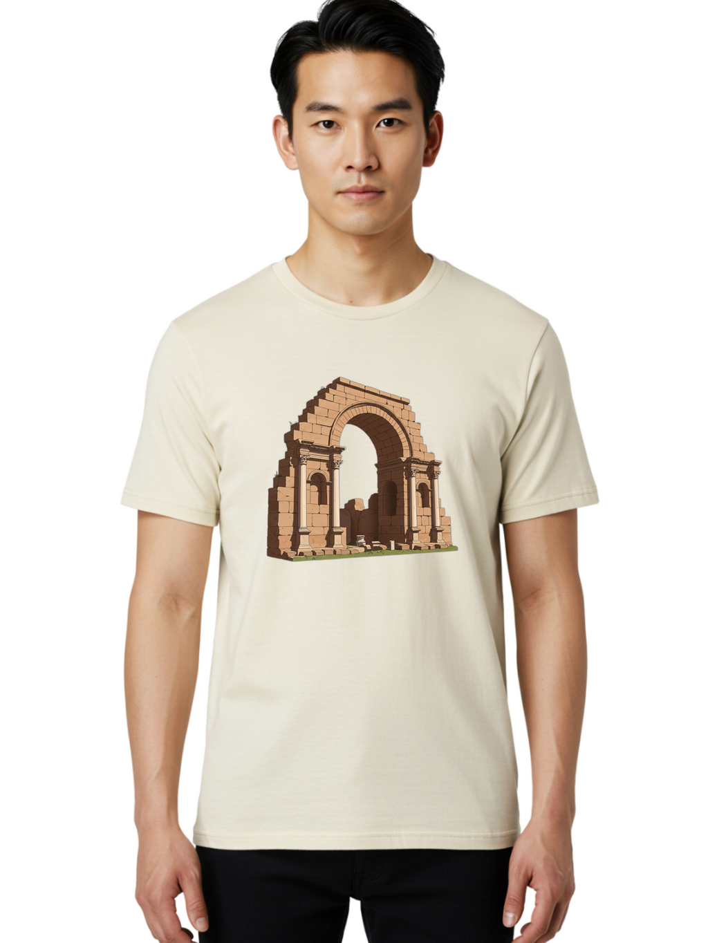 Archway-Ruins Men'S Graphic Tee, 100% Cotton, Comfortable Casual Summer Wear, Machine Washable, Vintage Camera, Old Camera, Antique Camera, Black Camera, Classic Photography, Photography Equipment, Nostalgic Device, Film Camera, Camera Art Bag146