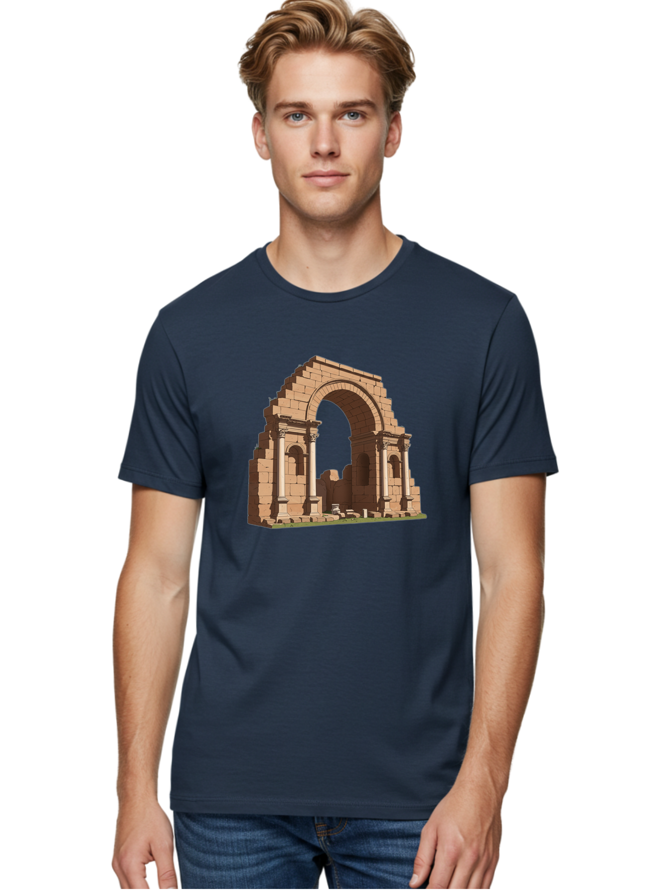 Archway-Ruins Men'S Graphic Tee, 100% Cotton, Comfortable Casual Summer Wear, Machine Washable, Vintage Camera, Old Camera, Antique Camera, Black Camera, Classic Photography, Photography Equipment, Nostalgic Device, Film Camera, Camera Art Bag146