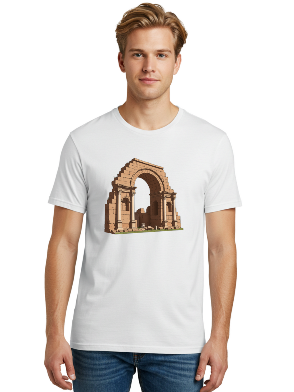 Archway-Ruins Men'S Graphic Tee, 100% Cotton, Comfortable Casual Summer Wear, Machine Washable, Vintage Camera, Old Camera, Antique Camera, Black Camera, Classic Photography, Photography Equipment, Nostalgic Device, Film Camera, Camera Art Bag146