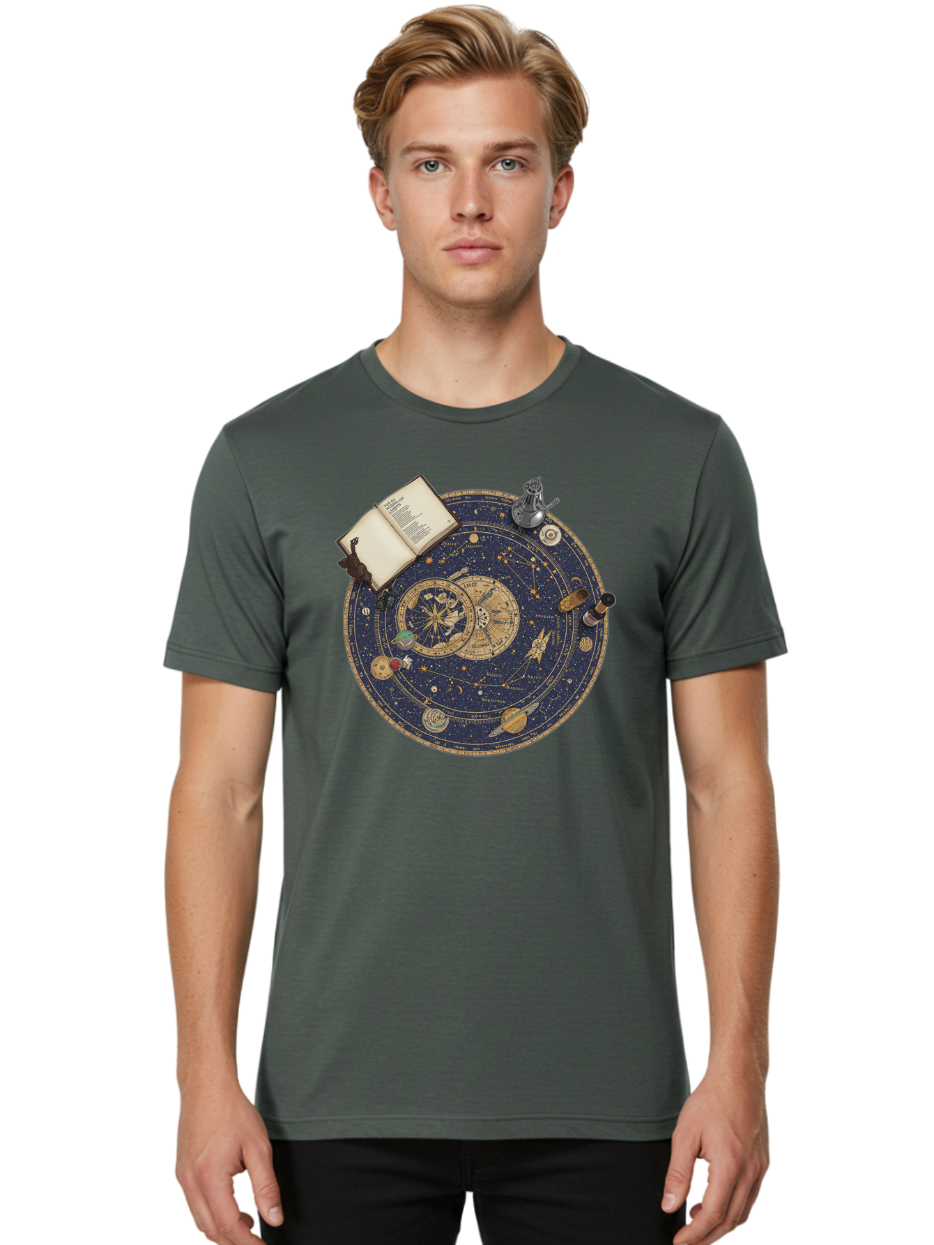 Astronomy-Wheel Men'S Graphic Tee, 100% Cotton, Comfortable Casual Summer Wear, Machine Washable, Vintage Camera, Old Camera, Antique Camera, Black Camera, Classic Photography, Photography Equipment, Nostalgic Device, Film Camera, Camera Art Bag153