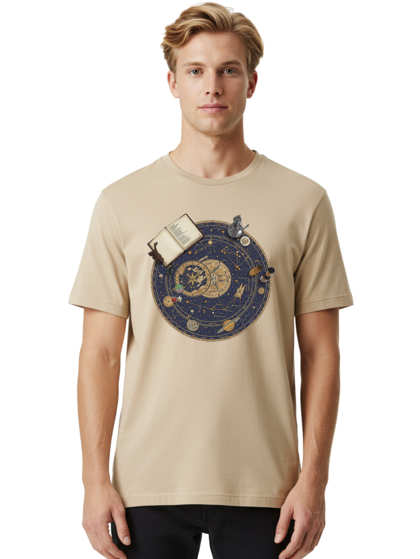 Astronomy-Wheel Men'S Graphic Tee, 100% Cotton, Comfortable Casual Summer Wear, Machine Washable, Vintage Camera, Old Camera, Antique Camera, Black Camera, Classic Photography, Photography Equipment, Nostalgic Device, Film Camera, Camera Art Bag153