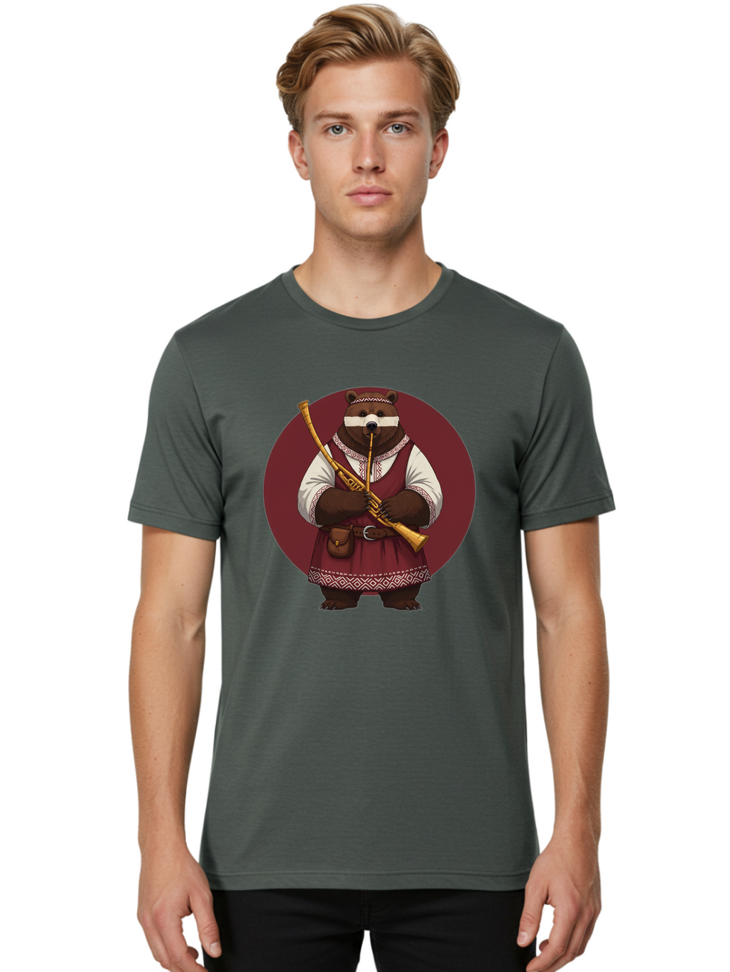 Bear-Playing-Bagpipes Men'S Graphic Tee, 100% Cotton, Comfortable Casual Summer Wear, Machine Washable, Vintage Camera, Old Camera, Antique Camera, Black Camera, Classic Photography, Photography Equipment, Nostalgic Device, Film Camera, Bag166