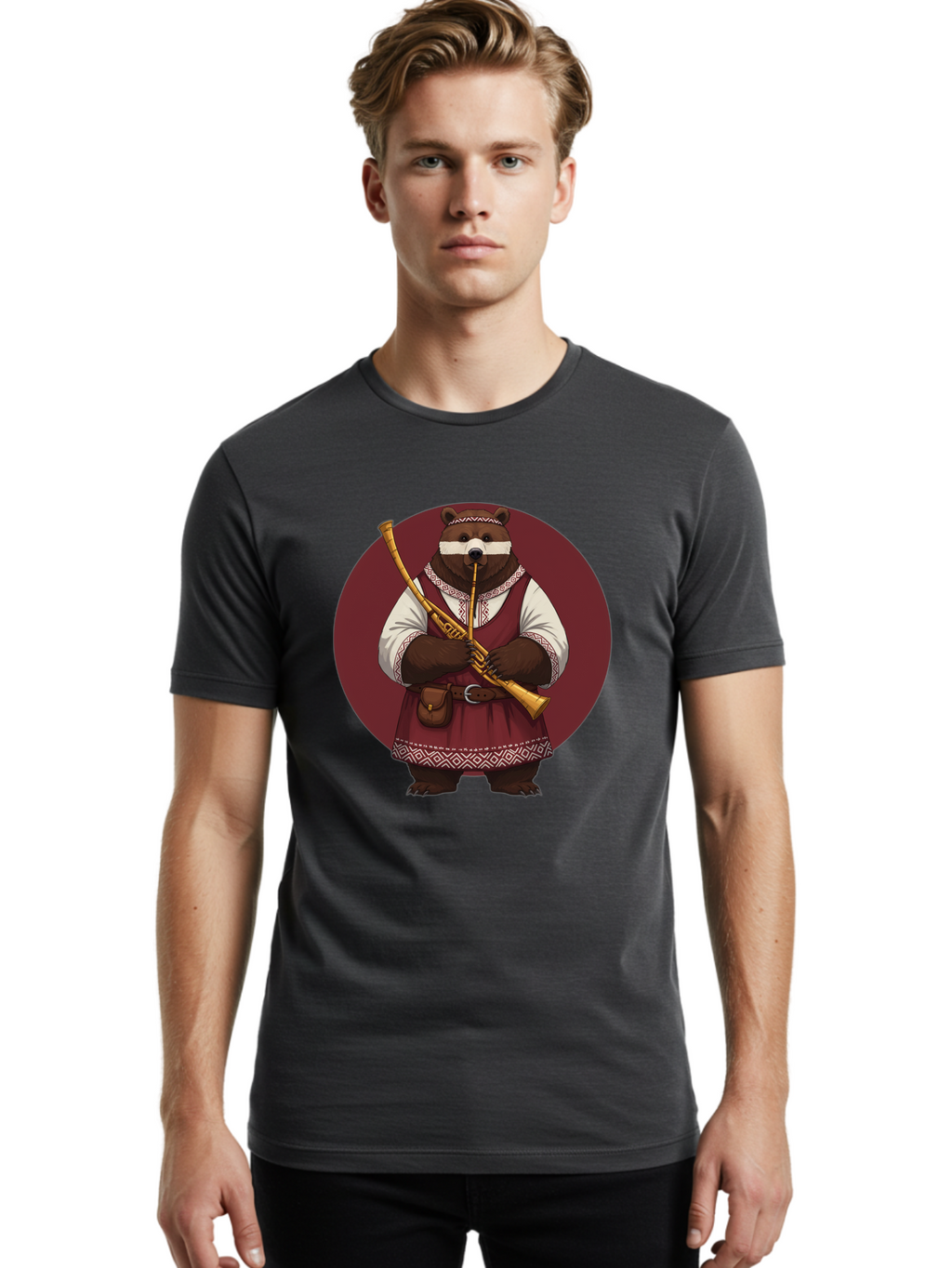 Bear-Playing-Bagpipes Men'S Graphic Tee, 100% Cotton, Comfortable Casual Summer Wear, Machine Washable, Vintage Camera, Old Camera, Antique Camera, Black Camera, Classic Photography, Photography Equipment, Nostalgic Device, Film Camera, Bag166