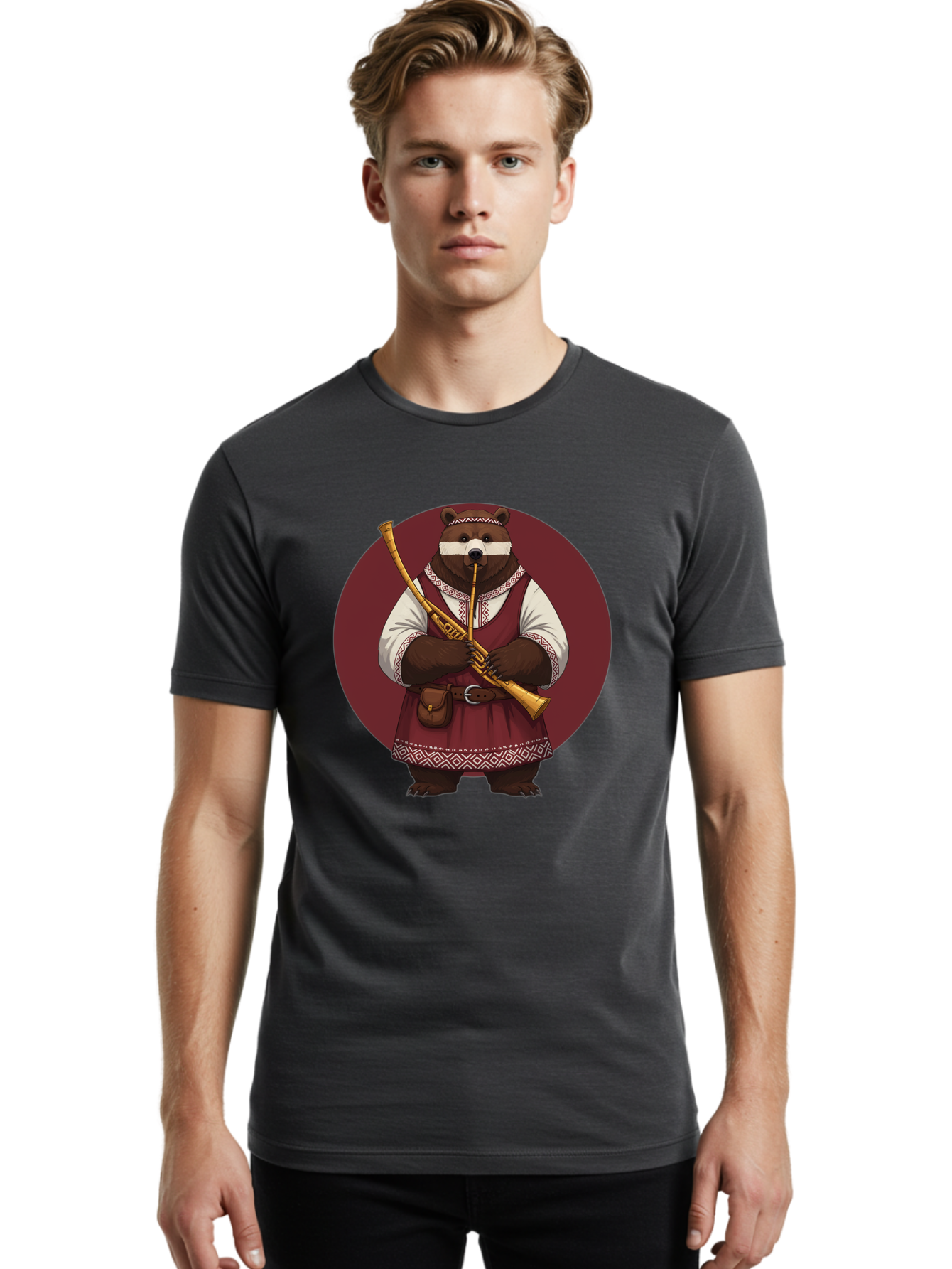 Bear-Playing-Bagpipes Men'S Graphic Tee, 100% Cotton, Comfortable Casual Summer Wear, Machine Washable, Vintage Camera, Old Camera, Antique Camera, Black Camera, Classic Photography, Photography Equipment, Nostalgic Device, Film Camera, Bag166