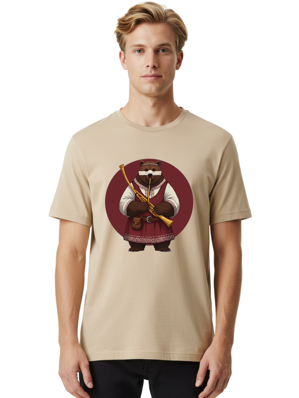 Bear-Playing-Bagpipes Men'S Graphic Tee, 100% Cotton, Comfortable Casual Summer Wear, Machine Washable, Vintage Camera, Old Camera, Antique Camera, Black Camera, Classic Photography, Photography Equipment, Nostalgic Device, Film Camera, Bag166