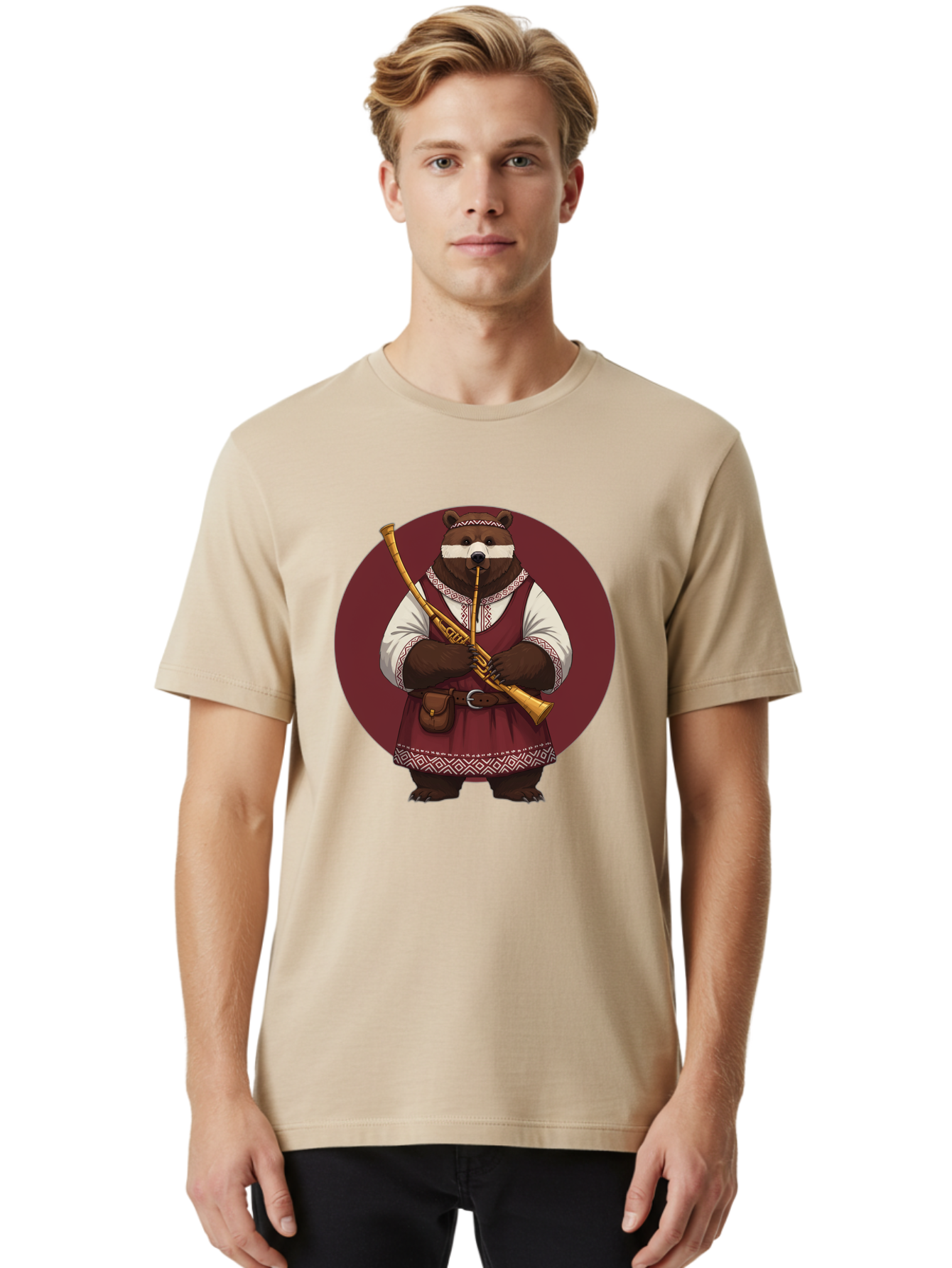 Bear-Playing-Bagpipes Men'S Graphic Tee, 100% Cotton, Comfortable Casual Summer Wear, Machine Washable, Vintage Camera, Old Camera, Antique Camera, Black Camera, Classic Photography, Photography Equipment, Nostalgic Device, Film Camera, Bag166