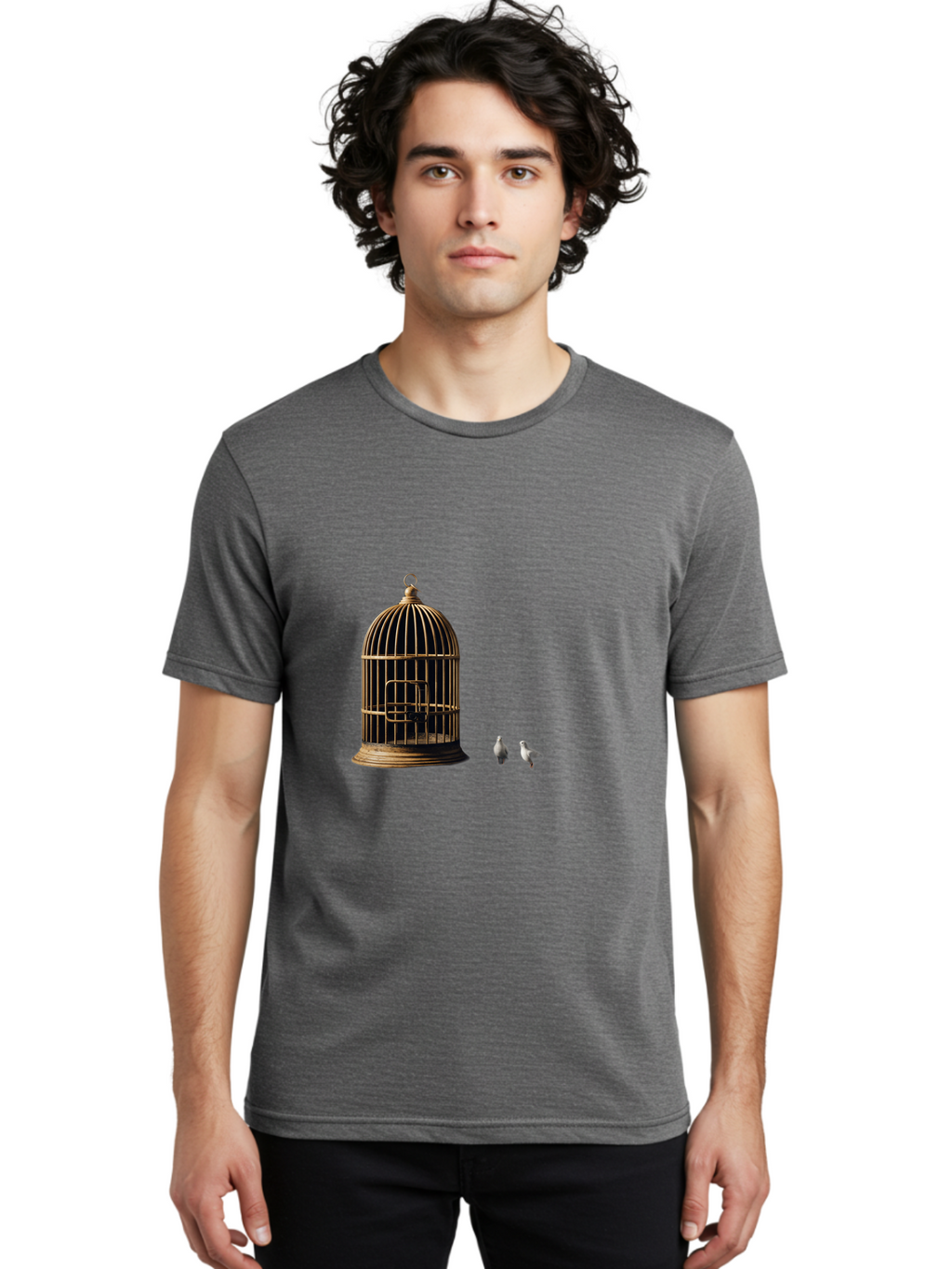 Bird-Cage-And-Birds Men'S Graphic Tee, 100% Cotton, Comfortable Casual Summer Wear, Machine Washable, Vintage Camera, Old Camera, Antique Camera, Black Camera, Classic Photography, Photography Equipment, Nostalgic Device, Film Camera, Bag172