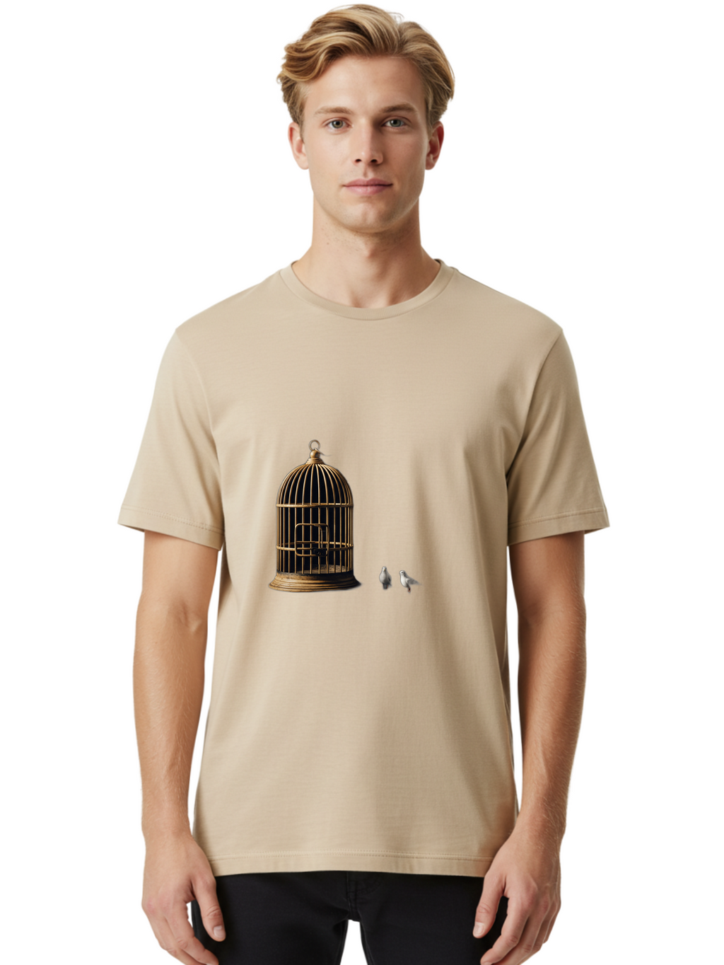 Bird-Cage-And-Birds Men'S Graphic Tee, 100% Cotton, Comfortable Casual Summer Wear, Machine Washable, Vintage Camera, Old Camera, Antique Camera, Black Camera, Classic Photography, Photography Equipment, Nostalgic Device, Film Camera, Bag172