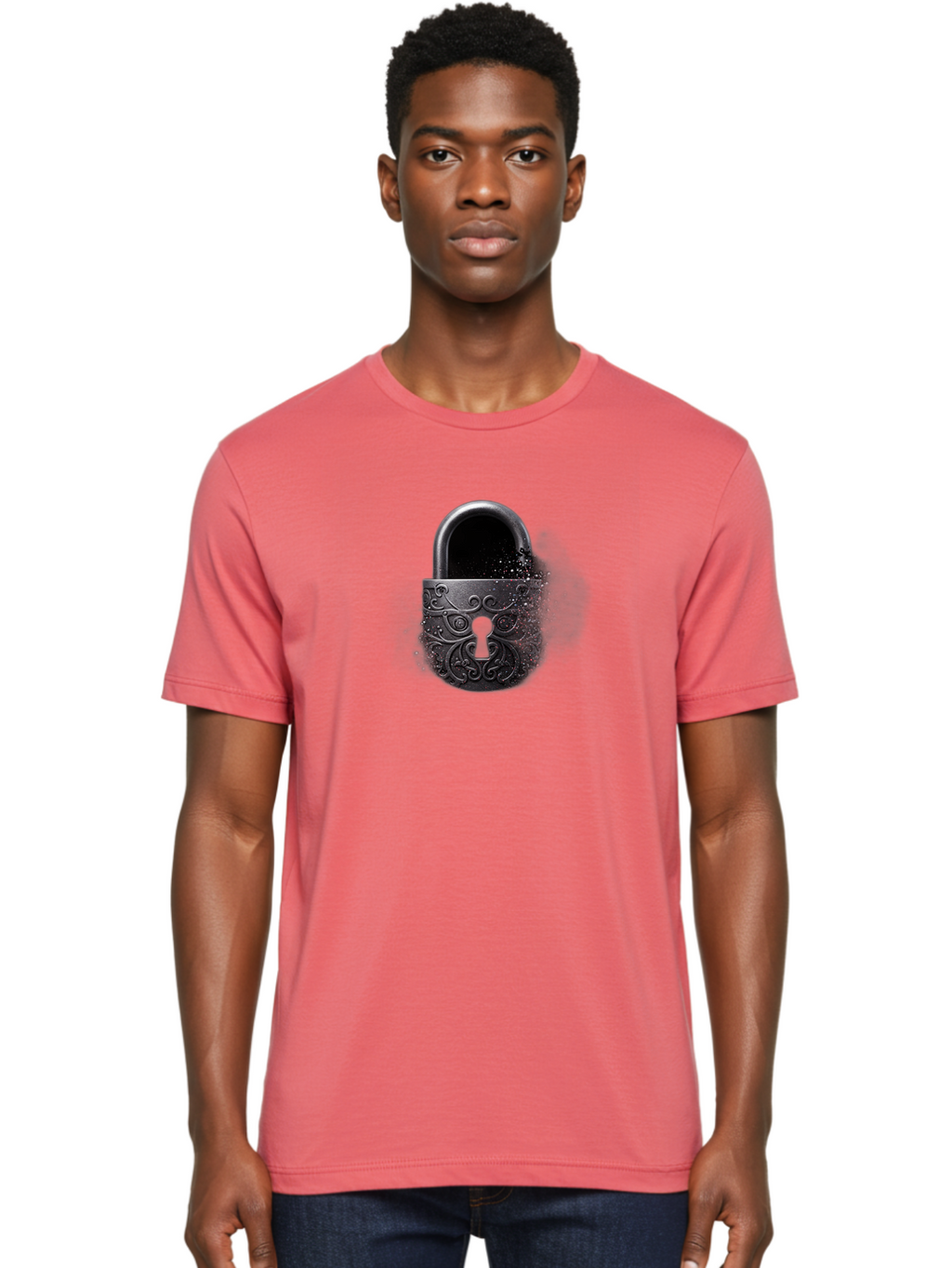 Black-Padlock Men'S Graphic Tee, 100% Cotton, Comfortable Casual Summer Wear, Machine Washable, Vintage Camera, Old Camera, Antique Camera, Black Camera, Classic Photography, Photography Equipment, Nostalgic Device, Film Camera, Camera Art Bag181