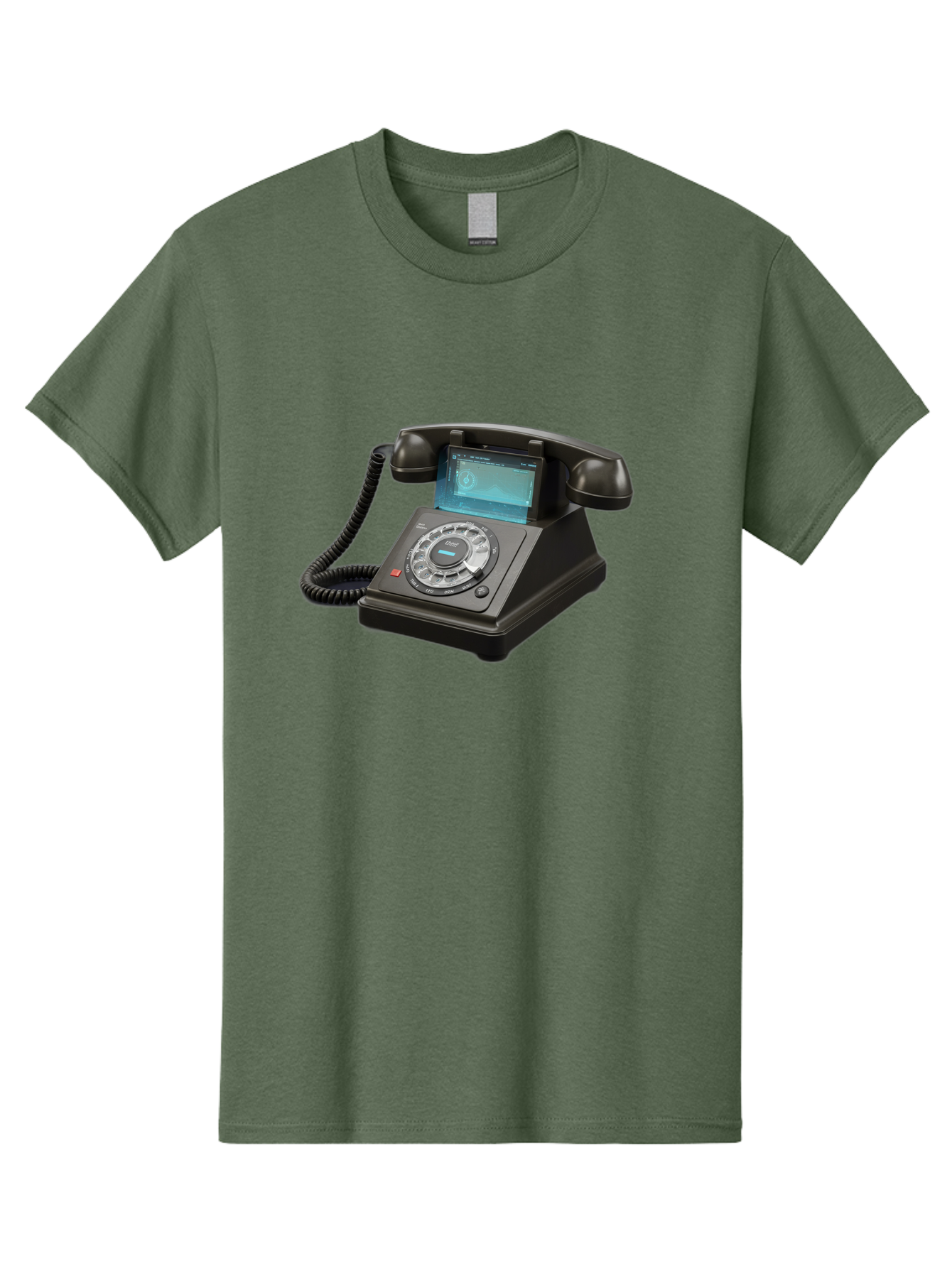 Black-Rotary-Phone-With-Lcd-Screen Men'S Graphic Tee, 100% Cotton, Comfortable Casual Summer Wear, Machine Washable, Vintage Camera, Old Camera, Antique Camera, Black Camera, Classic Photography, Photography Equipment, Nostalgic Device, Bag182