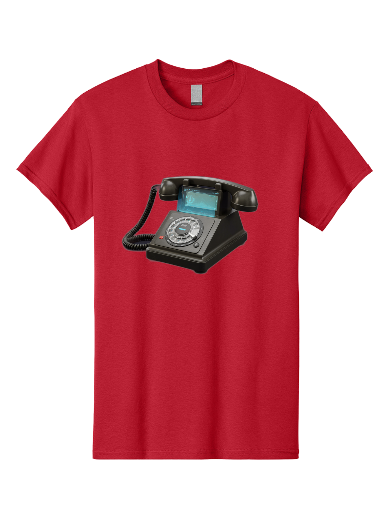 Black-Rotary-Phone-With-Lcd-Screen Men'S Graphic Tee, 100% Cotton, Comfortable Casual Summer Wear, Machine Washable, Vintage Camera, Old Camera, Antique Camera, Black Camera, Classic Photography, Photography Equipment, Nostalgic Device, Bag182