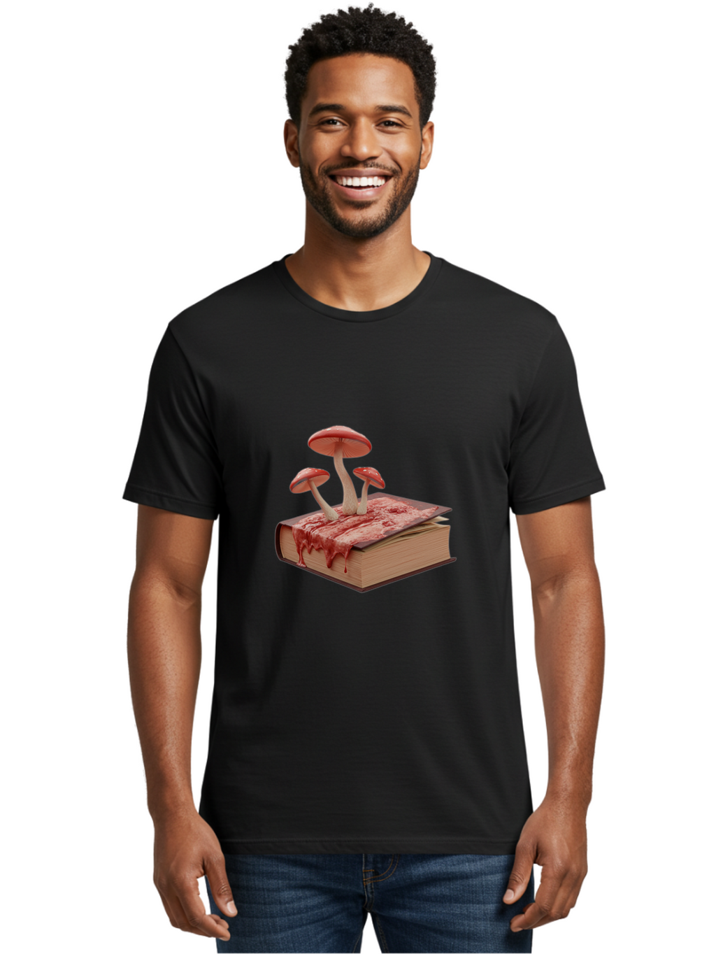 Bloody-Book-With-Mushrooms Men'S Graphic Tee, 100% Cotton, Comfortable Casual Summer Wear, Machine Washable, Vintage Camera, Old Camera, Antique Camera, Black Camera, Classic Photography, Photography Equipment, Nostalgic Device, Film Camera, Bag183