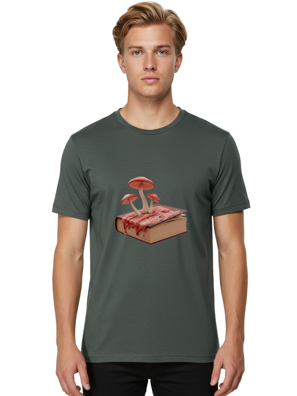 Bloody-Book-With-Mushrooms Men'S Graphic Tee, 100% Cotton, Comfortable Casual Summer Wear, Machine Washable, Vintage Camera, Old Camera, Antique Camera, Black Camera, Classic Photography, Photography Equipment, Nostalgic Device, Film Camera, Bag183