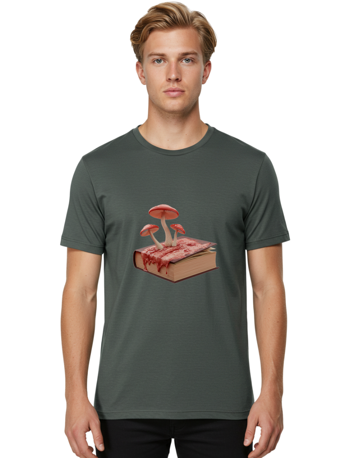 Bloody-Book-With-Mushrooms Men'S Graphic Tee, 100% Cotton, Comfortable Casual Summer Wear, Machine Washable, Vintage Camera, Old Camera, Antique Camera, Black Camera, Classic Photography, Photography Equipment, Nostalgic Device, Film Camera, Bag183