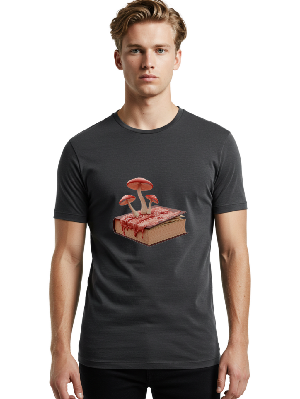 Bloody-Book-With-Mushrooms Men'S Graphic Tee, 100% Cotton, Comfortable Casual Summer Wear, Machine Washable, Vintage Camera, Old Camera, Antique Camera, Black Camera, Classic Photography, Photography Equipment, Nostalgic Device, Film Camera, Bag183