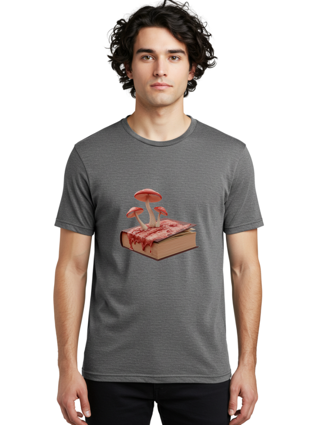 Bloody-Book-With-Mushrooms Men'S Graphic Tee, 100% Cotton, Comfortable Casual Summer Wear, Machine Washable, Vintage Camera, Old Camera, Antique Camera, Black Camera, Classic Photography, Photography Equipment, Nostalgic Device, Film Camera, Bag183