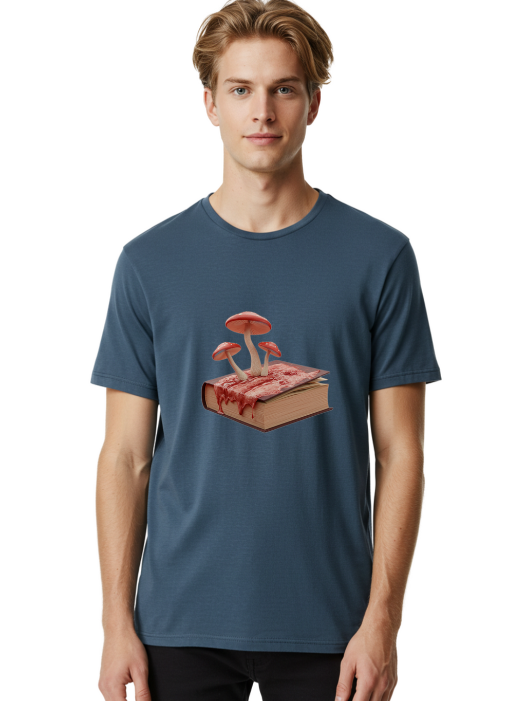 Bloody-Book-With-Mushrooms Men'S Graphic Tee, 100% Cotton, Comfortable Casual Summer Wear, Machine Washable, Vintage Camera, Old Camera, Antique Camera, Black Camera, Classic Photography, Photography Equipment, Nostalgic Device, Film Camera, Bag183