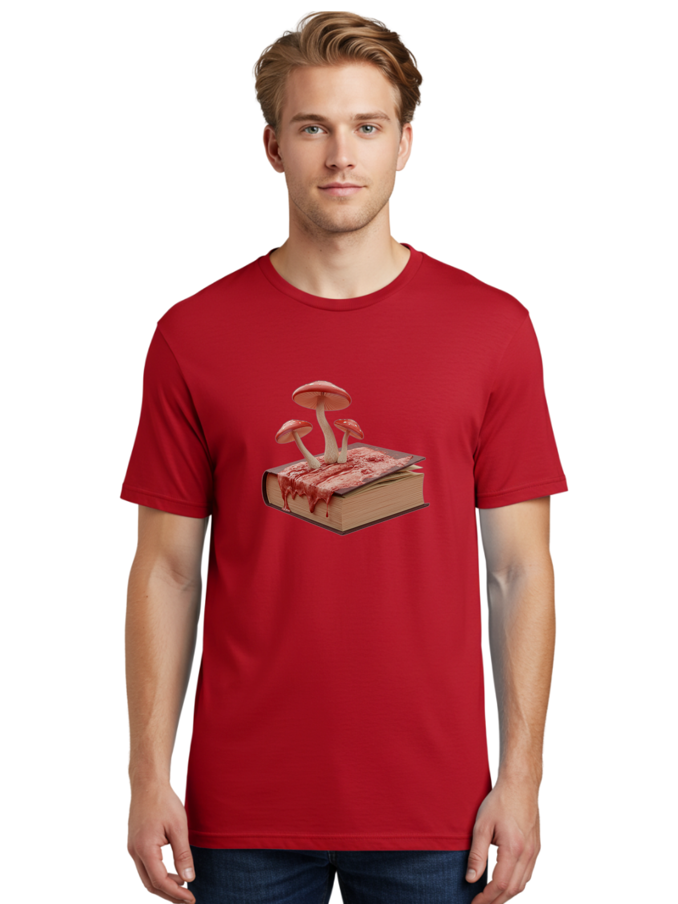 Bloody-Book-With-Mushrooms Men'S Graphic Tee, 100% Cotton, Comfortable Casual Summer Wear, Machine Washable, Vintage Camera, Old Camera, Antique Camera, Black Camera, Classic Photography, Photography Equipment, Nostalgic Device, Film Camera, Bag183