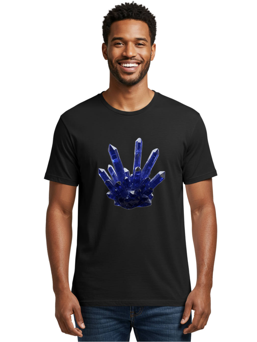 Blue-Crystal-Cluster Men'S Graphic Tee, 100% Cotton, Comfortable Casual Summer Wear, Machine Washable, Vintage Camera, Old Camera, Antique Camera, Black Camera, Classic Photography, Photography Equipment, Nostalgic Device, Film Camera, Bag189