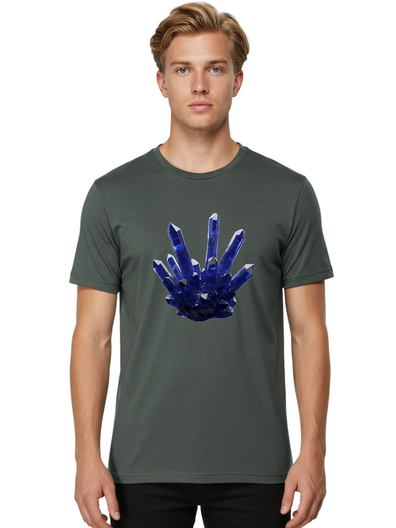 Blue-Crystal-Cluster Men'S Graphic Tee, 100% Cotton, Comfortable Casual Summer Wear, Machine Washable, Vintage Camera, Old Camera, Antique Camera, Black Camera, Classic Photography, Photography Equipment, Nostalgic Device, Film Camera, Bag189
