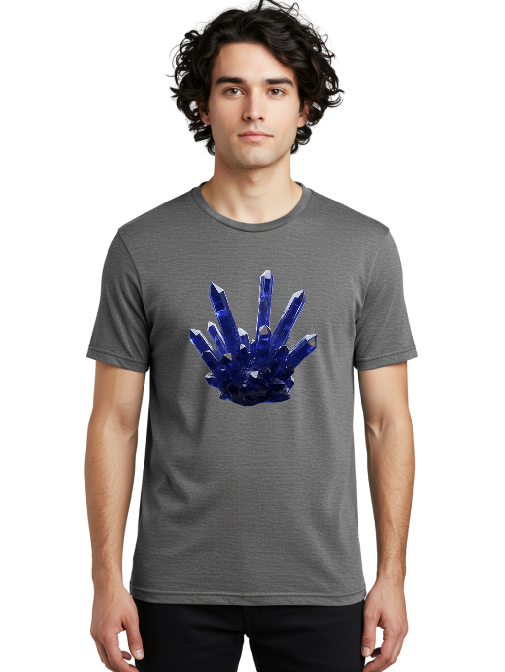 Blue-Crystal-Cluster Men'S Graphic Tee, 100% Cotton, Comfortable Casual Summer Wear, Machine Washable, Vintage Camera, Old Camera, Antique Camera, Black Camera, Classic Photography, Photography Equipment, Nostalgic Device, Film Camera, Bag189