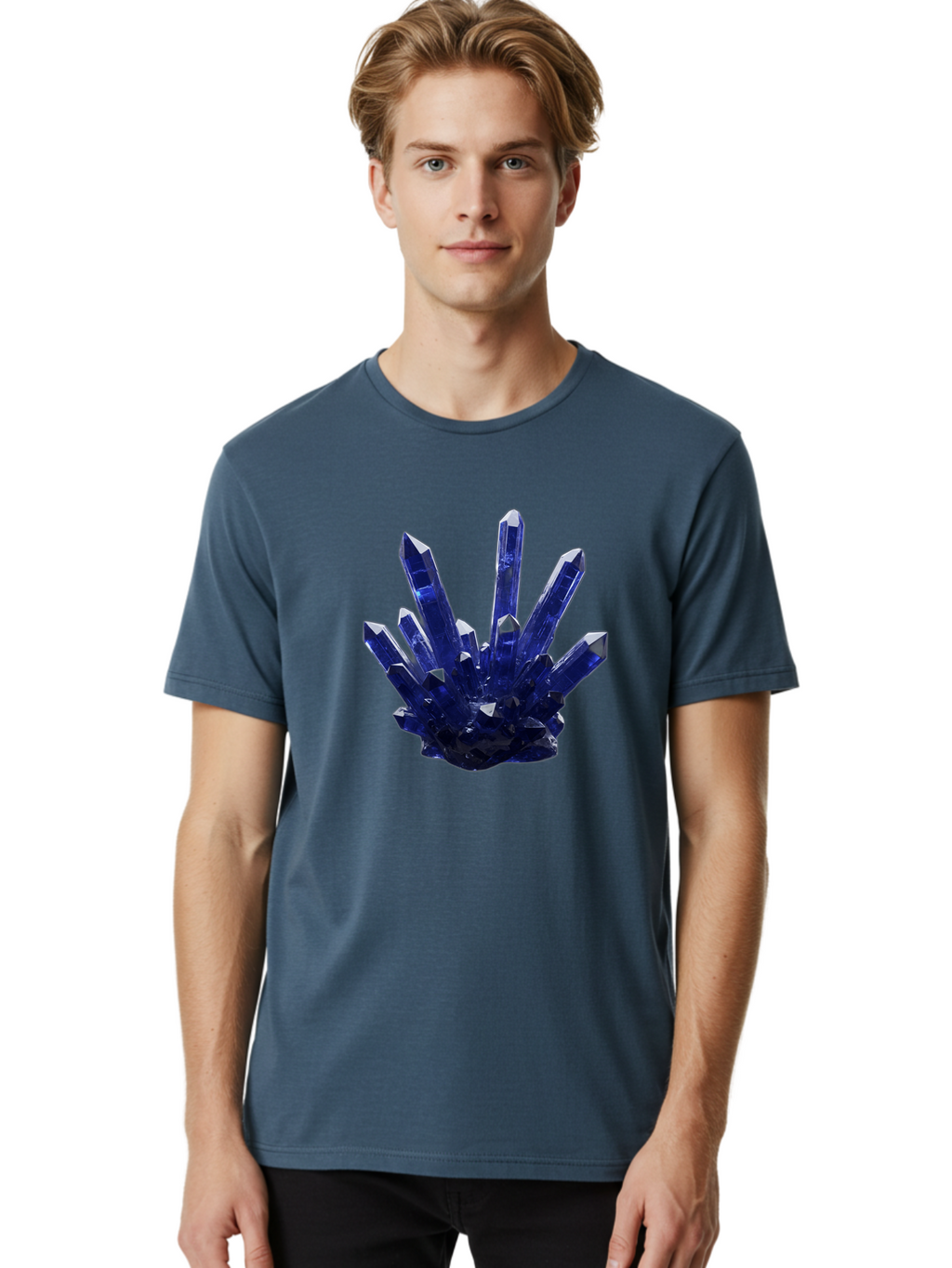 Blue-Crystal-Cluster Men'S Graphic Tee, 100% Cotton, Comfortable Casual Summer Wear, Machine Washable, Vintage Camera, Old Camera, Antique Camera, Black Camera, Classic Photography, Photography Equipment, Nostalgic Device, Film Camera, Bag189