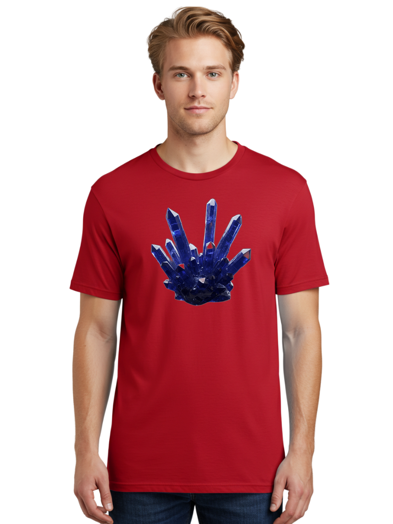 Blue-Crystal-Cluster Men'S Graphic Tee, 100% Cotton, Comfortable Casual Summer Wear, Machine Washable, Vintage Camera, Old Camera, Antique Camera, Black Camera, Classic Photography, Photography Equipment, Nostalgic Device, Film Camera, Bag189