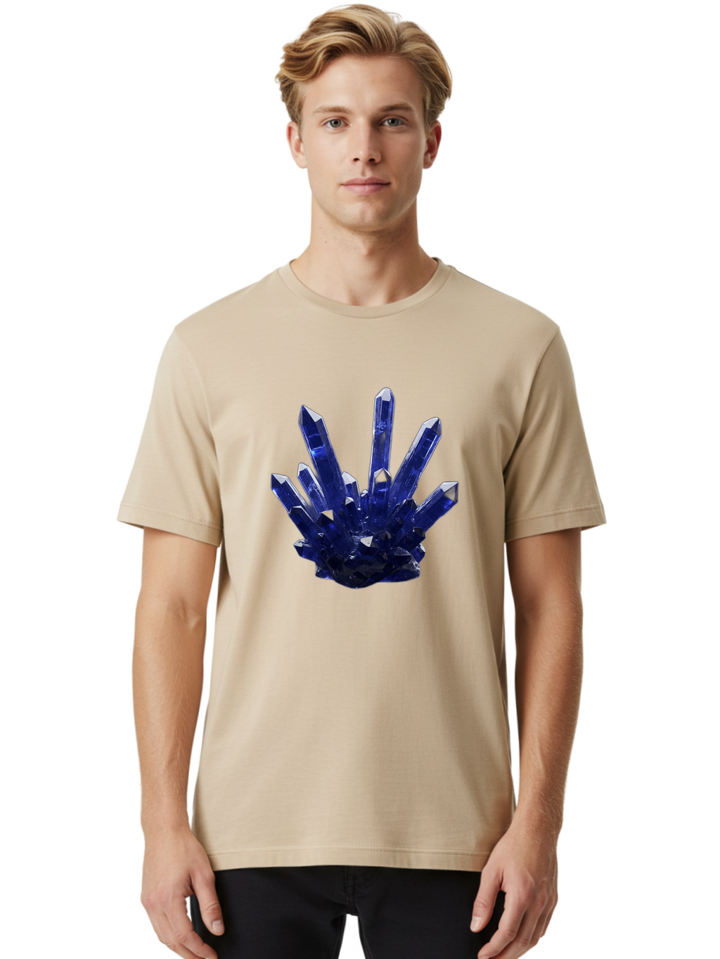 Blue-Crystal-Cluster Men'S Graphic Tee, 100% Cotton, Comfortable Casual Summer Wear, Machine Washable, Vintage Camera, Old Camera, Antique Camera, Black Camera, Classic Photography, Photography Equipment, Nostalgic Device, Film Camera, Bag189
