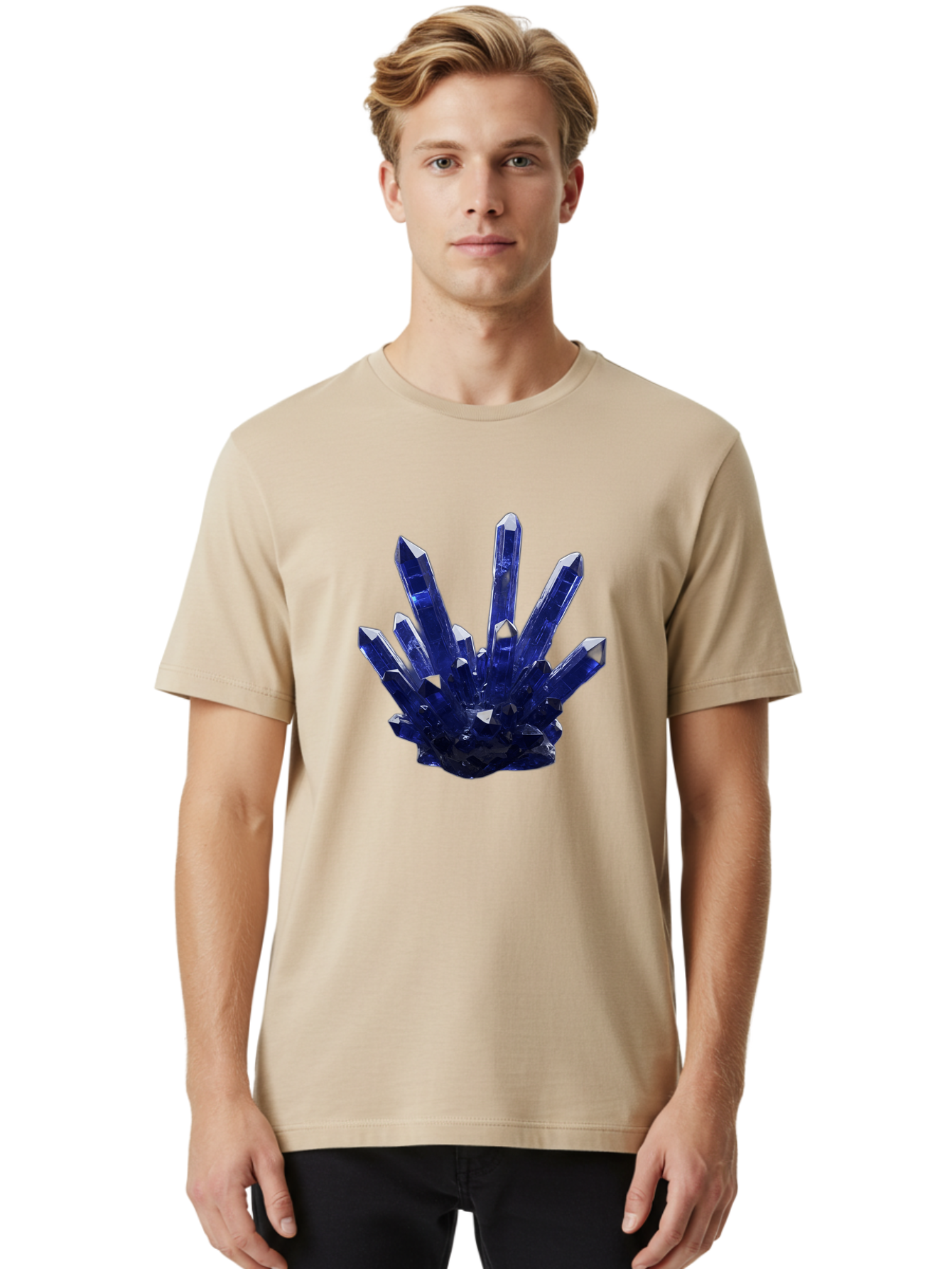 Blue-Crystal-Cluster Men'S Graphic Tee, 100% Cotton, Comfortable Casual Summer Wear, Machine Washable, Vintage Camera, Old Camera, Antique Camera, Black Camera, Classic Photography, Photography Equipment, Nostalgic Device, Film Camera, Bag189