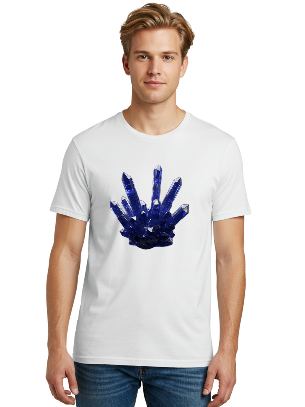 Blue-Crystal-Cluster Men'S Graphic Tee, 100% Cotton, Comfortable Casual Summer Wear, Machine Washable, Vintage Camera, Old Camera, Antique Camera, Black Camera, Classic Photography, Photography Equipment, Nostalgic Device, Film Camera, Bag189