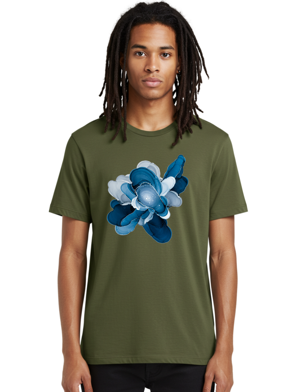 Blue-Digital-Flower Men'S Graphic Tee, 100% Cotton, Comfortable Casual Summer Wear, Machine Washable, Vintage Camera, Old Camera, Antique Camera, Black Camera, Classic Photography, Photography Equipment, Nostalgic Device, Film Camera, Bag191