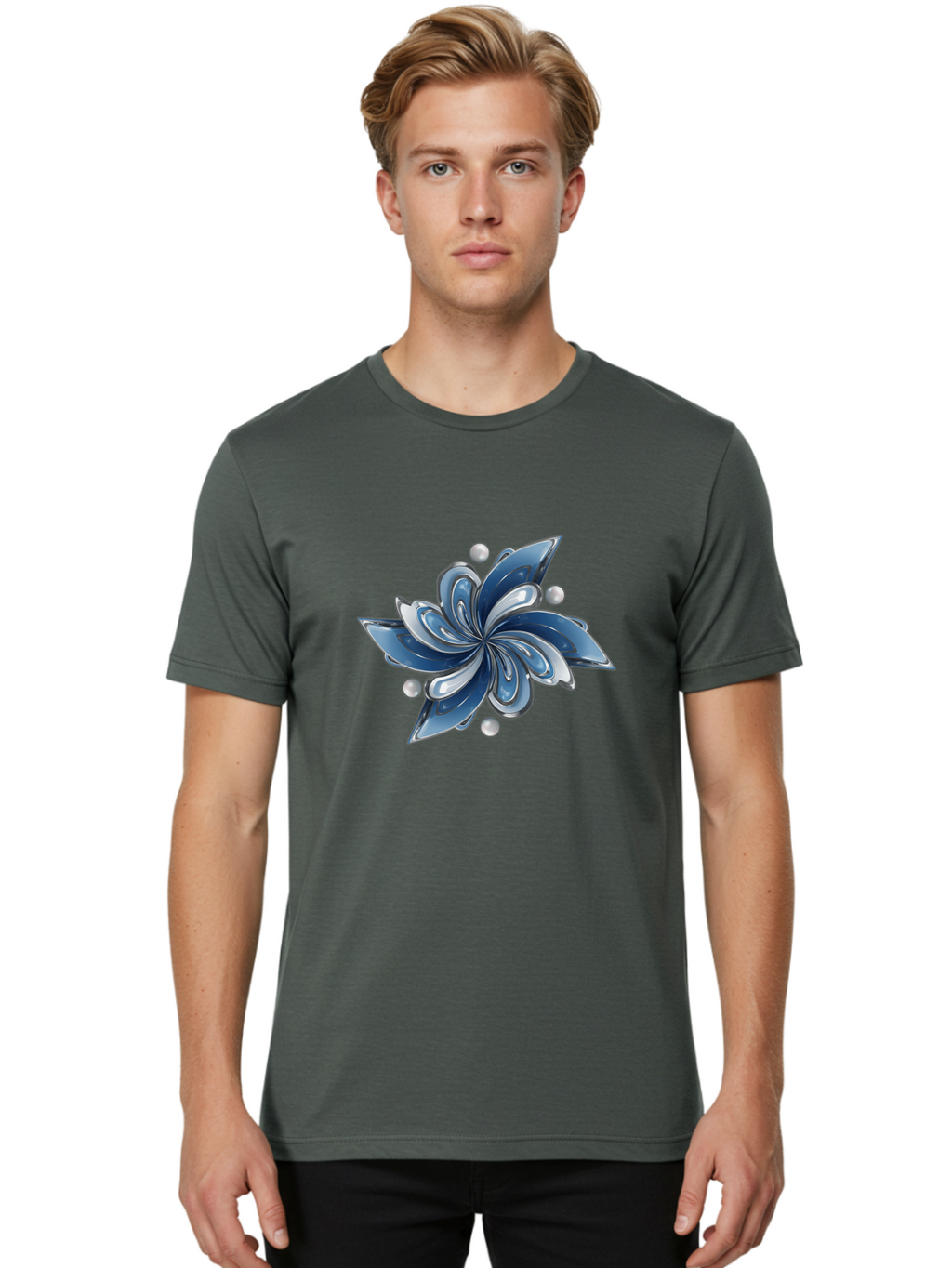 Blue-Flower Men'S Graphic Tee, 100% Cotton, Comfortable Casual Summer Wear, Machine Washable, Vintage Camera, Old Camera, Antique Camera, Black Camera, Classic Photography, Photography Equipment, Nostalgic Device, Film Camera, Camera Art Bag193