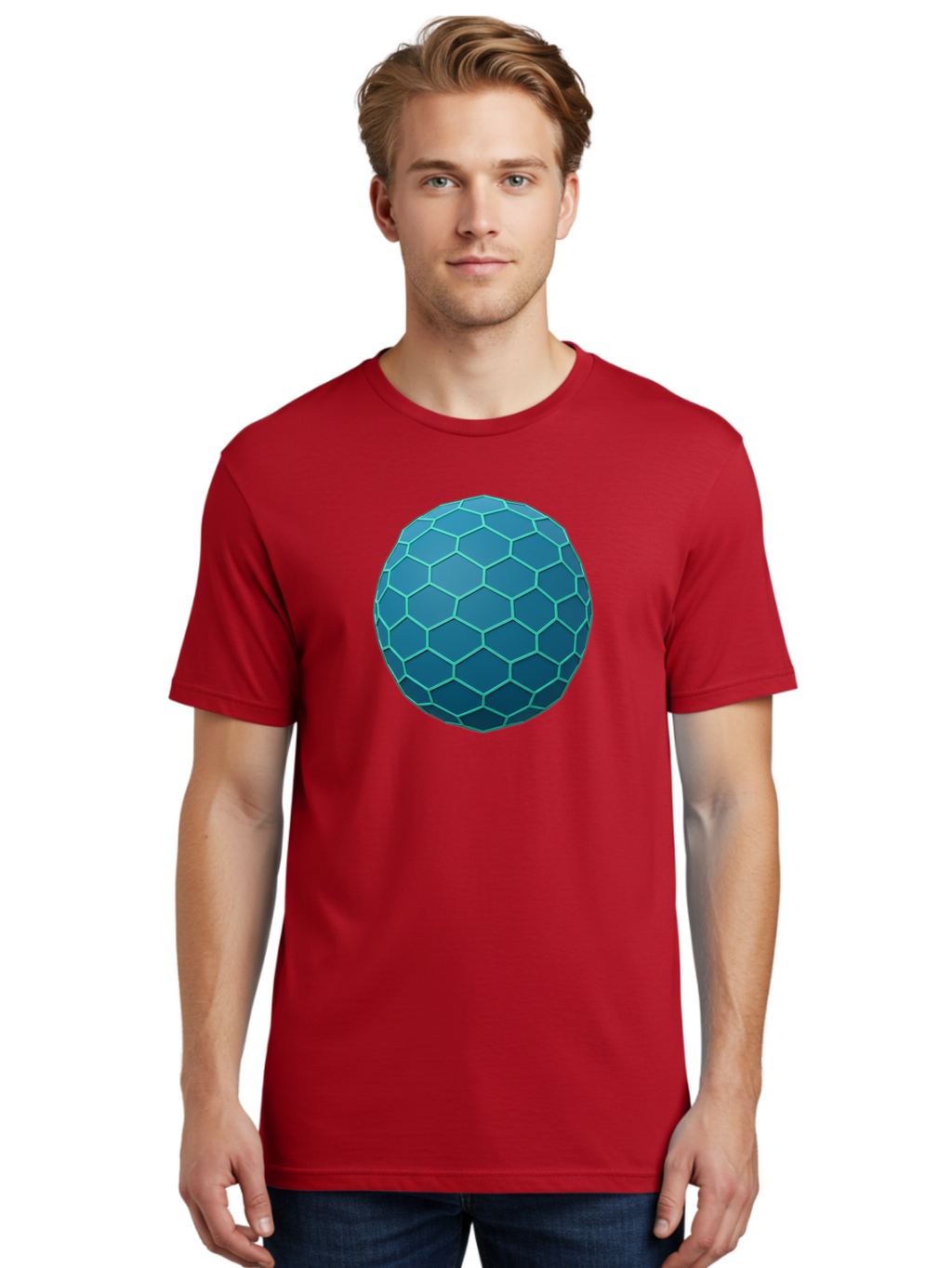 Blue-Hexagonal-Sphere Men'S Graphic Tee, 100% Cotton, Comfortable Casual Summer Wear, Machine Washable, Vintage Camera, Old Camera, Antique Camera, Black Camera, Classic Photography, Photography Equipment, Nostalgic Device, Film Camera, Bag194