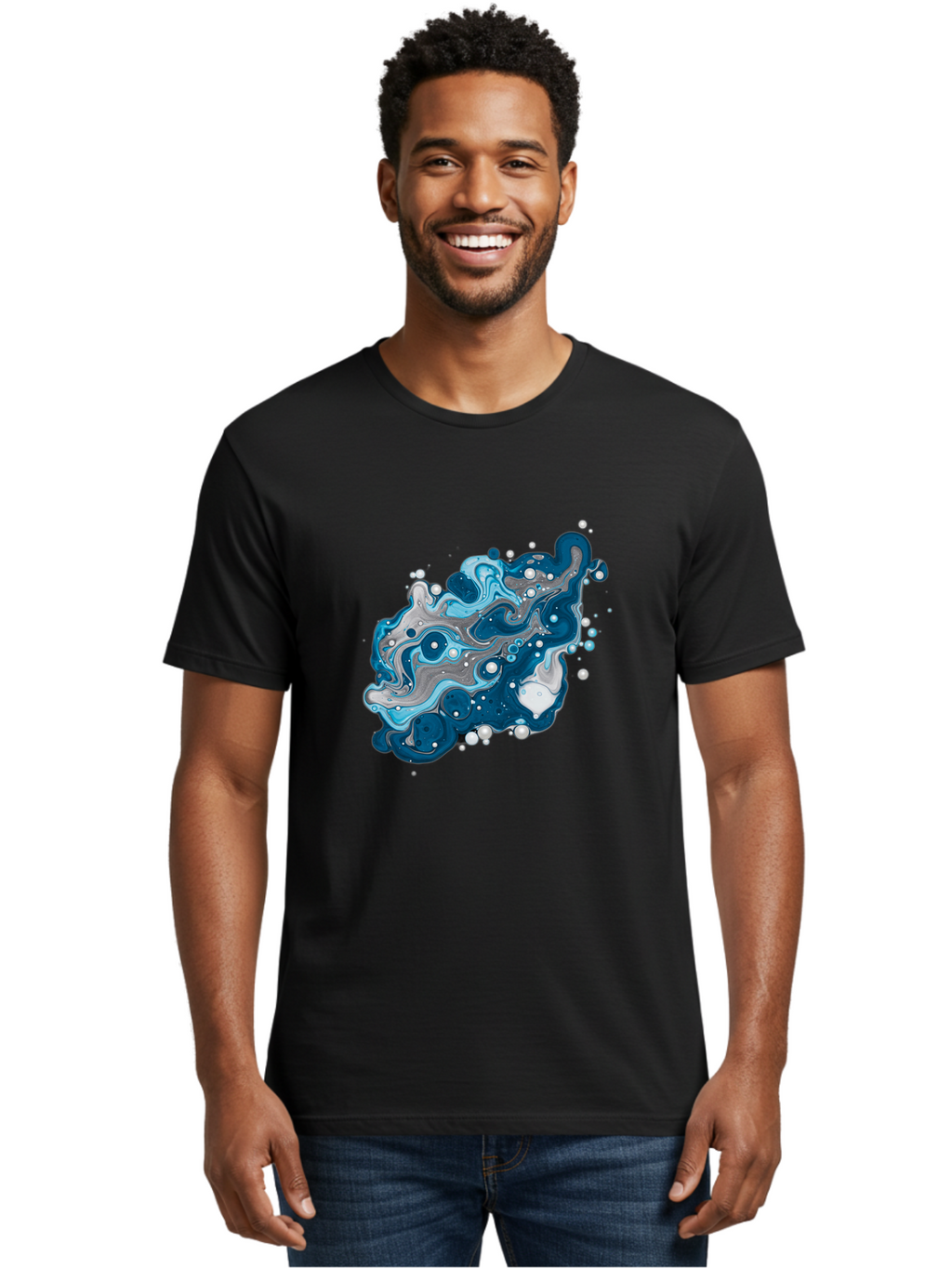 Blue-Marble-Effect Men'S Graphic Tee, 100% Cotton, Comfortable Casual Summer Wear, Machine Washable, Vintage Camera, Old Camera, Antique Camera, Black Camera, Classic Photography, Photography Equipment, Nostalgic Device, Film Camera, Bag198