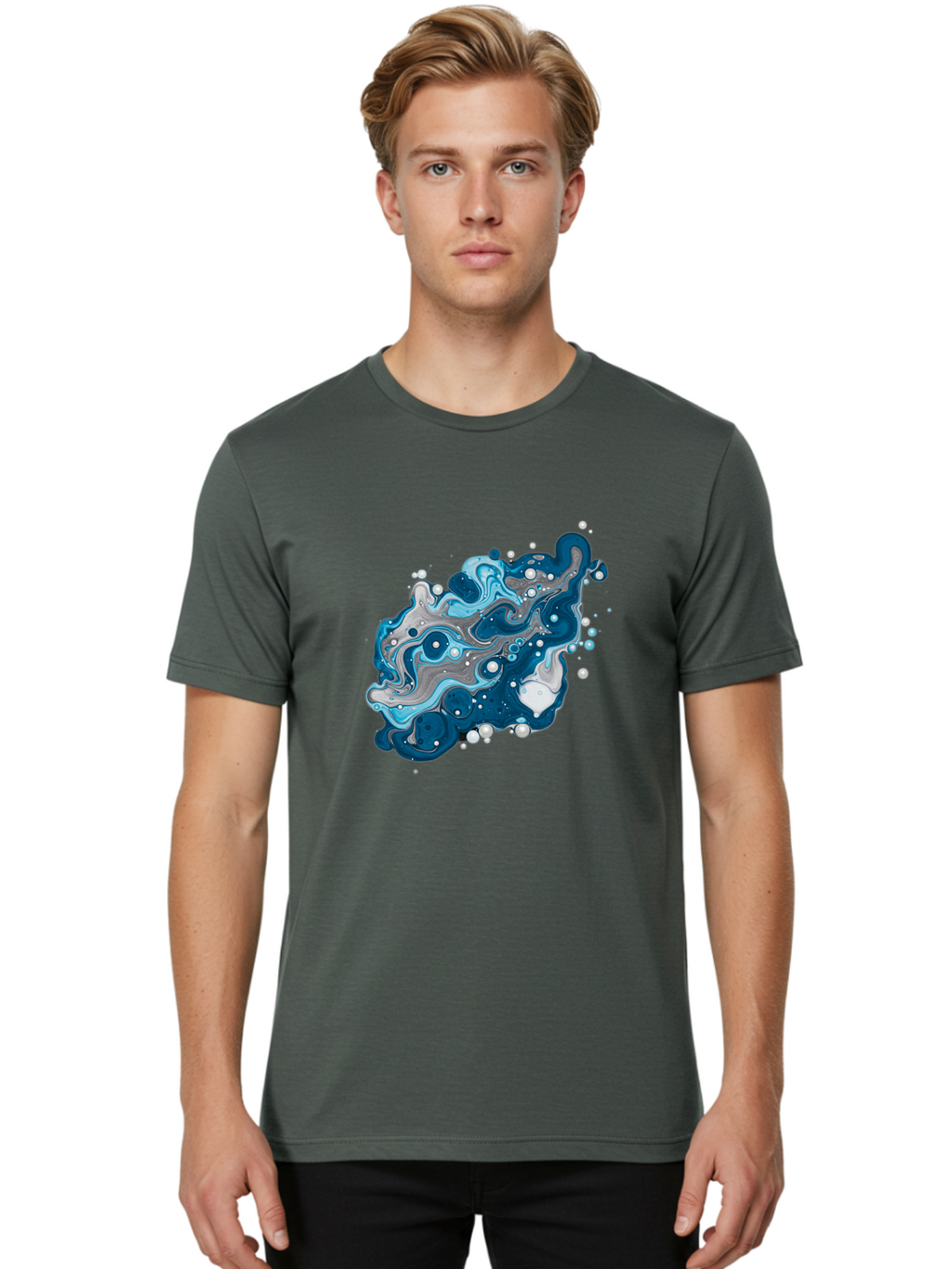Blue-Marble-Effect Men'S Graphic Tee, 100% Cotton, Comfortable Casual Summer Wear, Machine Washable, Vintage Camera, Old Camera, Antique Camera, Black Camera, Classic Photography, Photography Equipment, Nostalgic Device, Film Camera, Bag198