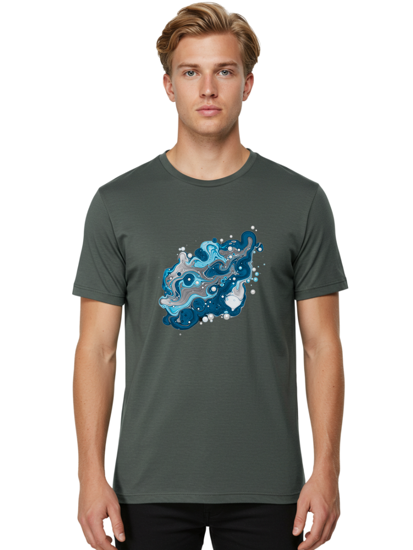 Blue-Marble-Effect Men'S Graphic Tee, 100% Cotton, Comfortable Casual Summer Wear, Machine Washable, Vintage Camera, Old Camera, Antique Camera, Black Camera, Classic Photography, Photography Equipment, Nostalgic Device, Film Camera, Bag198