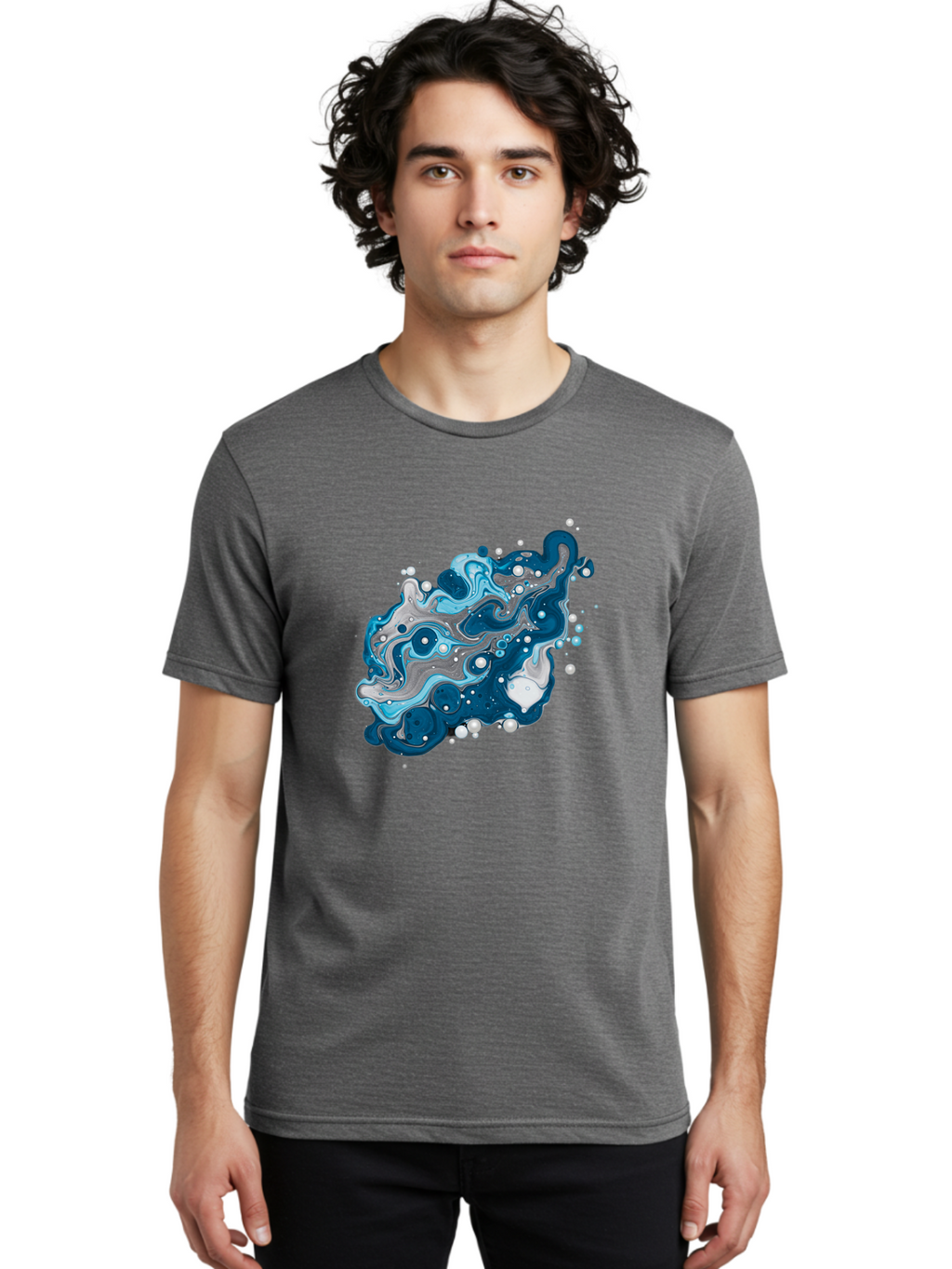 Blue-Marble-Effect Men'S Graphic Tee, 100% Cotton, Comfortable Casual Summer Wear, Machine Washable, Vintage Camera, Old Camera, Antique Camera, Black Camera, Classic Photography, Photography Equipment, Nostalgic Device, Film Camera, Bag198