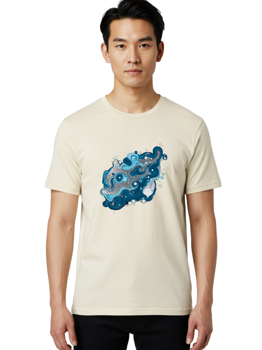 Blue-Marble-Effect Men'S Graphic Tee, 100% Cotton, Comfortable Casual Summer Wear, Machine Washable, Vintage Camera, Old Camera, Antique Camera, Black Camera, Classic Photography, Photography Equipment, Nostalgic Device, Film Camera, Bag198