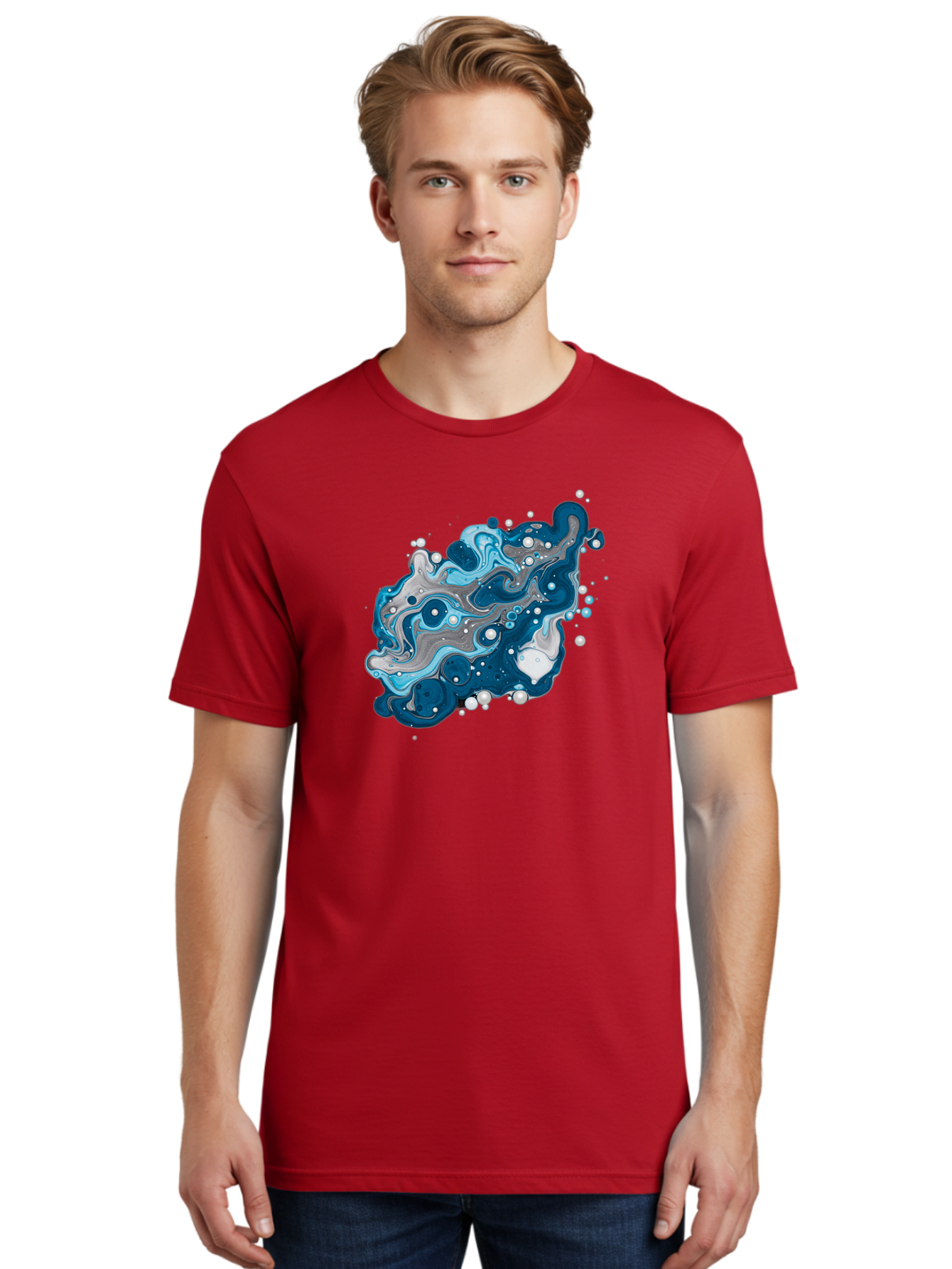 Blue-Marble-Effect Men'S Graphic Tee, 100% Cotton, Comfortable Casual Summer Wear, Machine Washable, Vintage Camera, Old Camera, Antique Camera, Black Camera, Classic Photography, Photography Equipment, Nostalgic Device, Film Camera, Bag198
