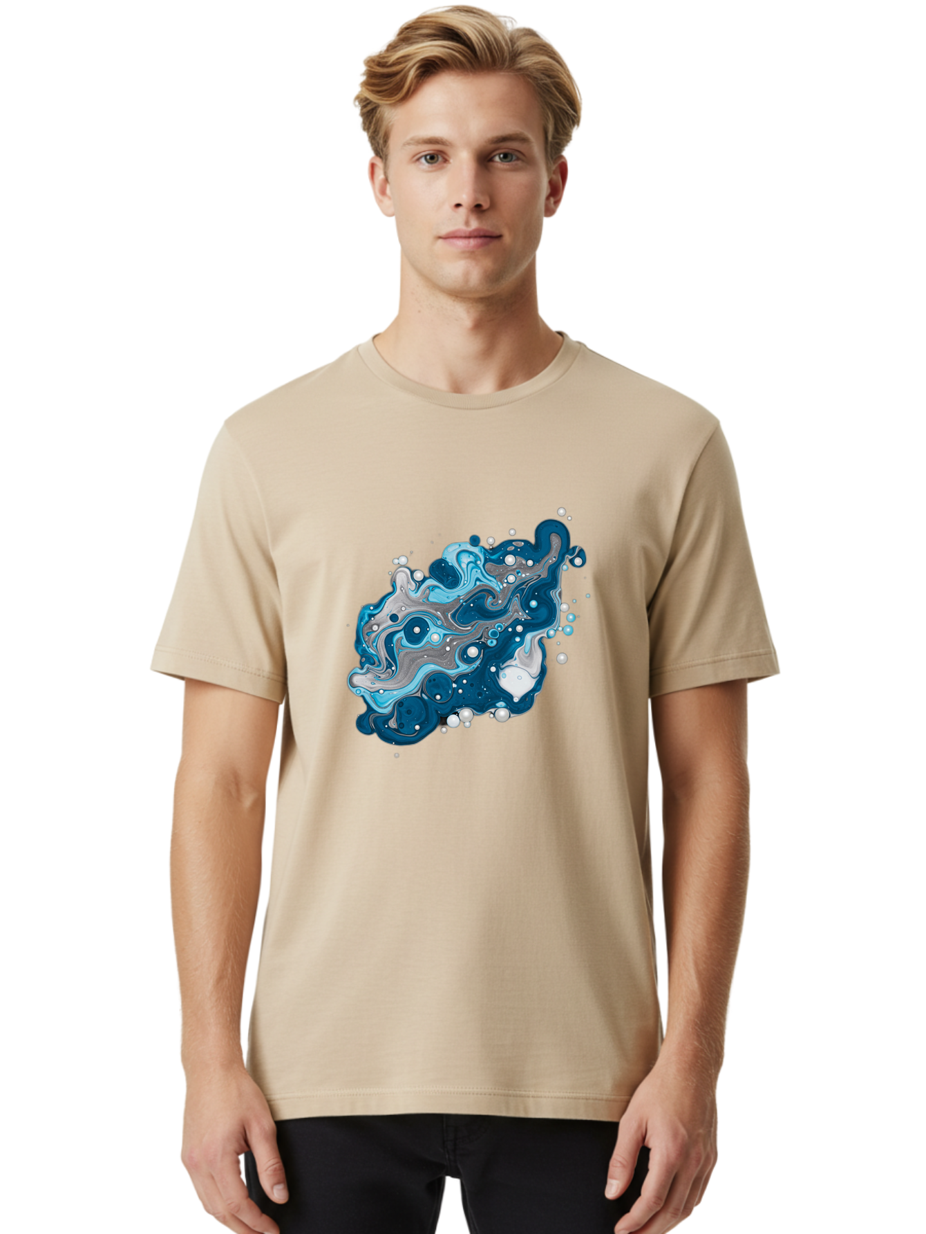 Blue-Marble-Effect Men'S Graphic Tee, 100% Cotton, Comfortable Casual Summer Wear, Machine Washable, Vintage Camera, Old Camera, Antique Camera, Black Camera, Classic Photography, Photography Equipment, Nostalgic Device, Film Camera, Bag198