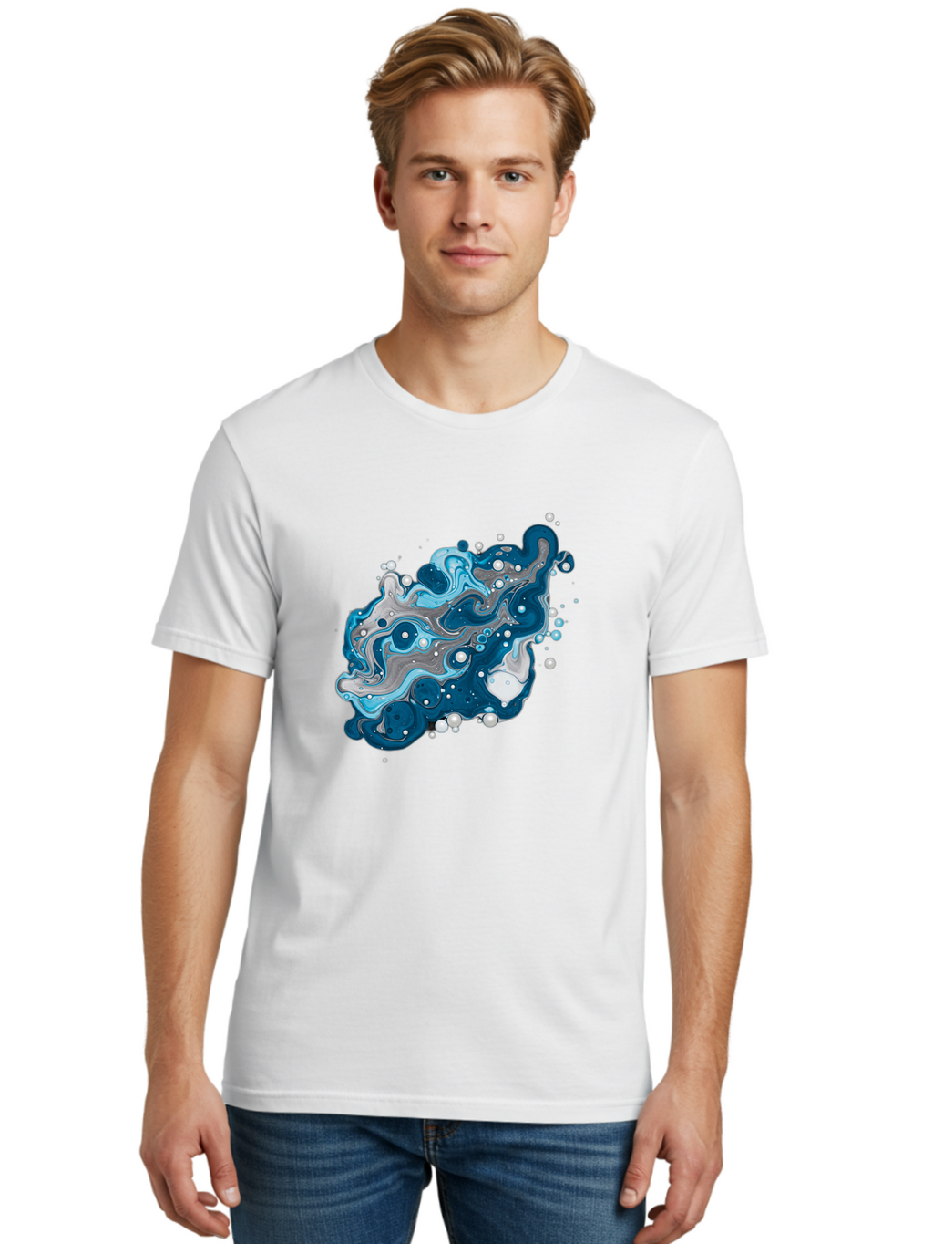 Blue-Marble-Effect Men'S Graphic Tee, 100% Cotton, Comfortable Casual Summer Wear, Machine Washable, Vintage Camera, Old Camera, Antique Camera, Black Camera, Classic Photography, Photography Equipment, Nostalgic Device, Film Camera, Bag198
