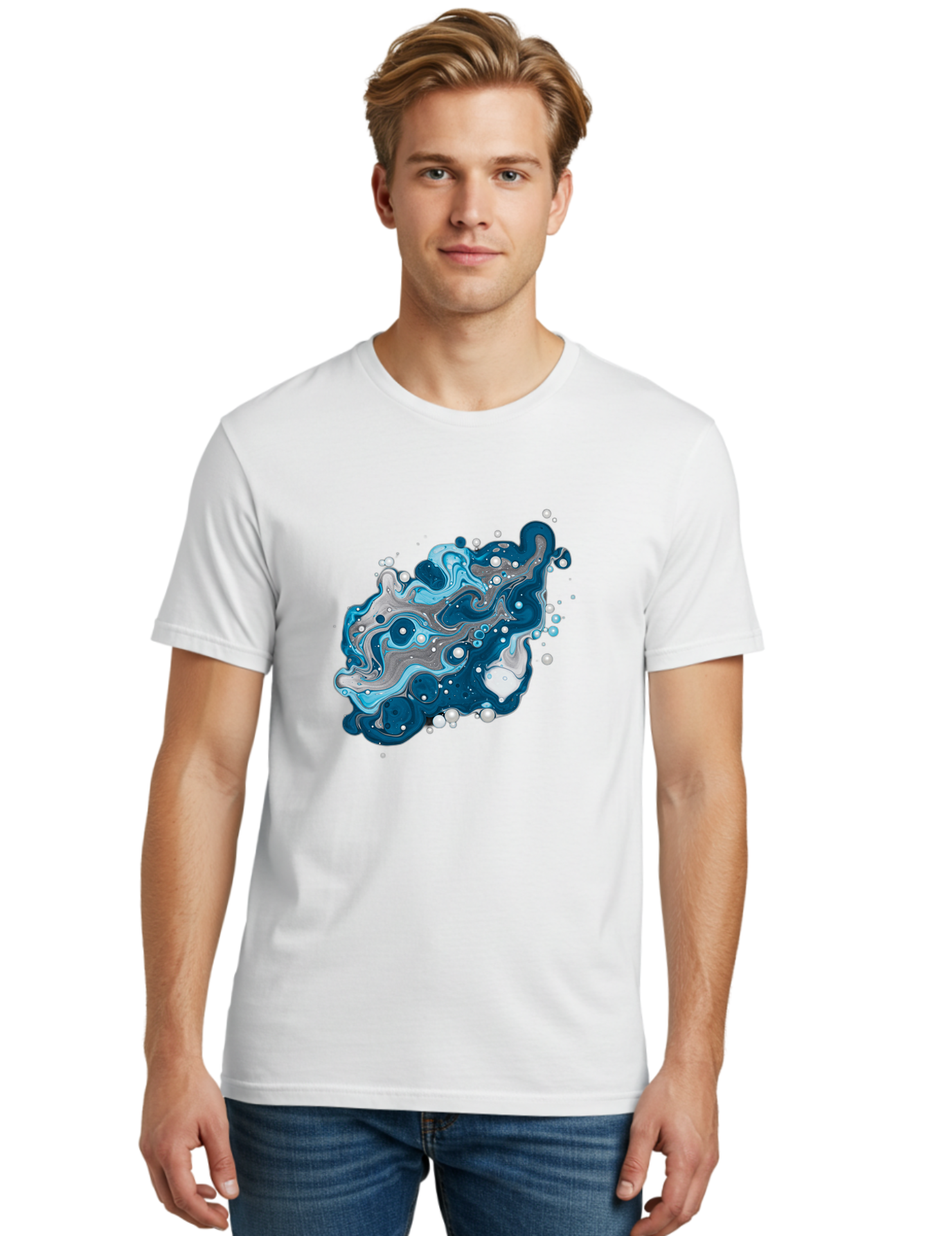 Blue-Marble-Effect Men'S Graphic Tee, 100% Cotton, Comfortable Casual Summer Wear, Machine Washable, Vintage Camera, Old Camera, Antique Camera, Black Camera, Classic Photography, Photography Equipment, Nostalgic Device, Film Camera, Bag198