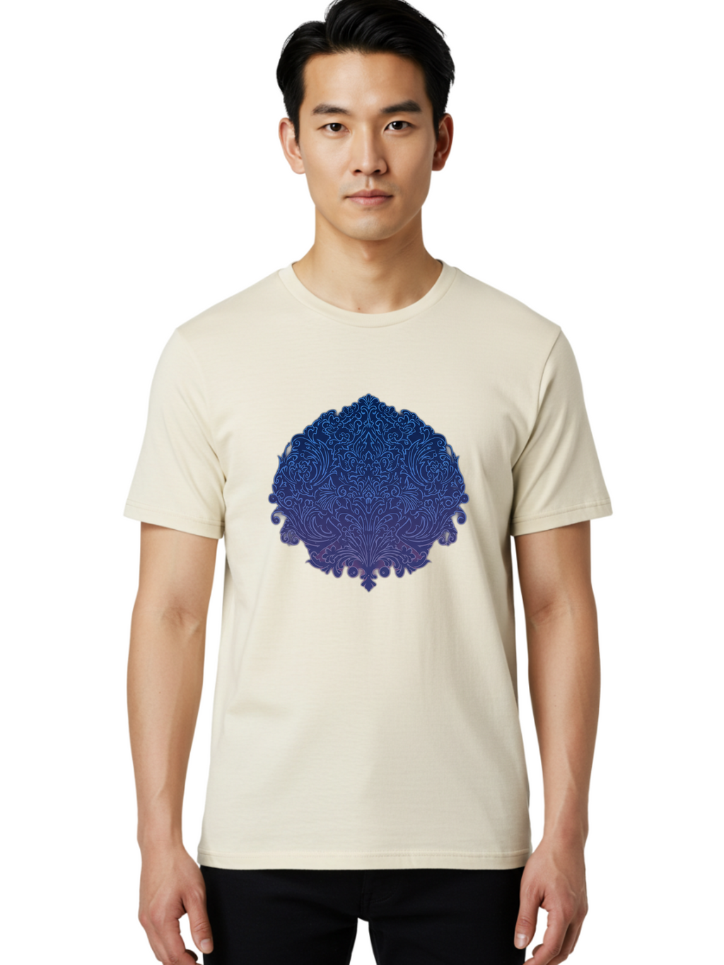 Blue-Ornate-Crest Men'S Graphic Tee, 100% Cotton, Comfortable Casual Summer Wear, Machine Washable, Vintage Camera, Old Camera, Antique Camera, Black Camera, Classic Photography, Photography Equipment, Nostalgic Device, Film Camera, Camera Art Bag199