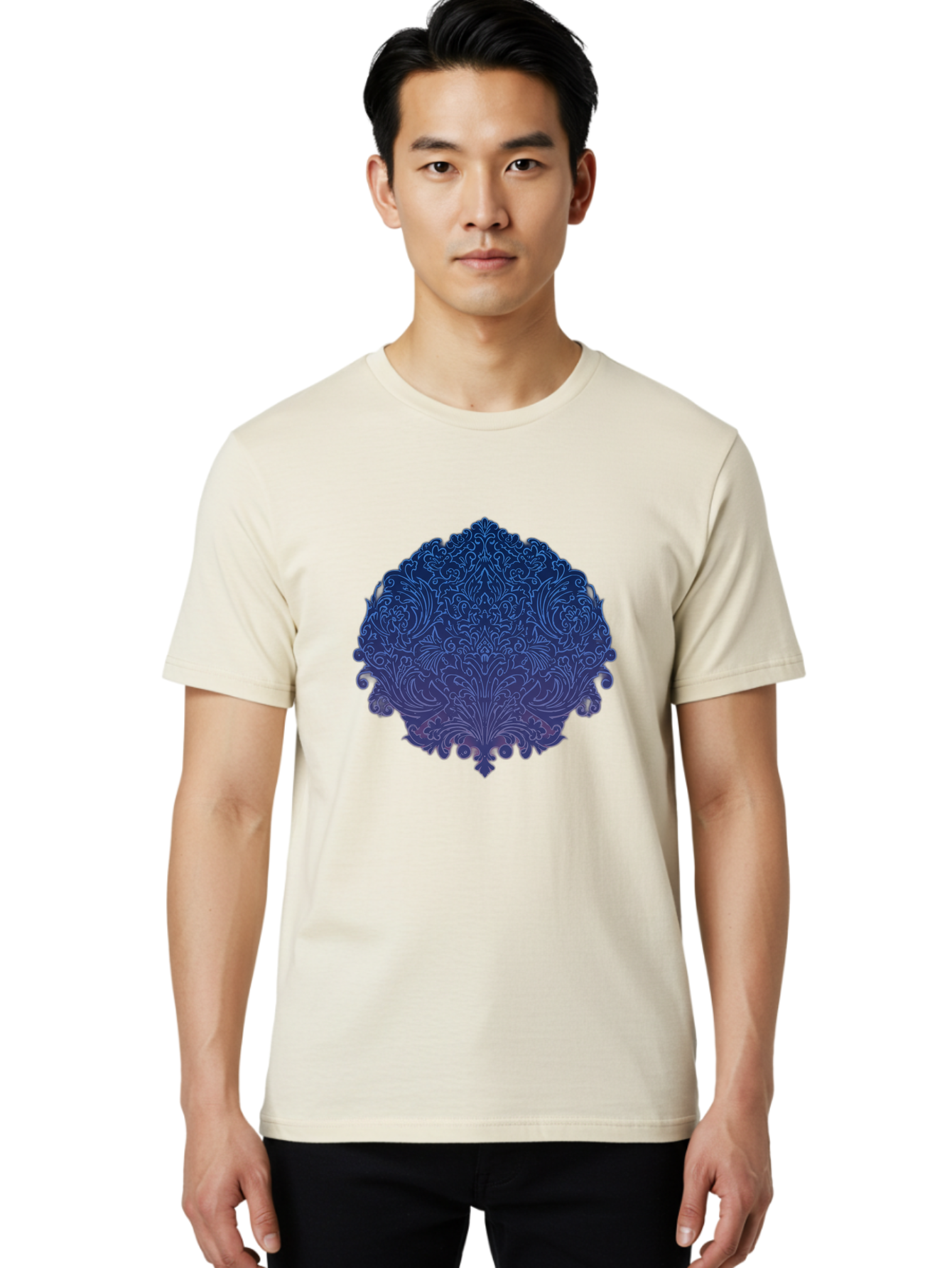 Blue-Ornate-Crest Men'S Graphic Tee, 100% Cotton, Comfortable Casual Summer Wear, Machine Washable, Vintage Camera, Old Camera, Antique Camera, Black Camera, Classic Photography, Photography Equipment, Nostalgic Device, Film Camera, Camera Art Bag199