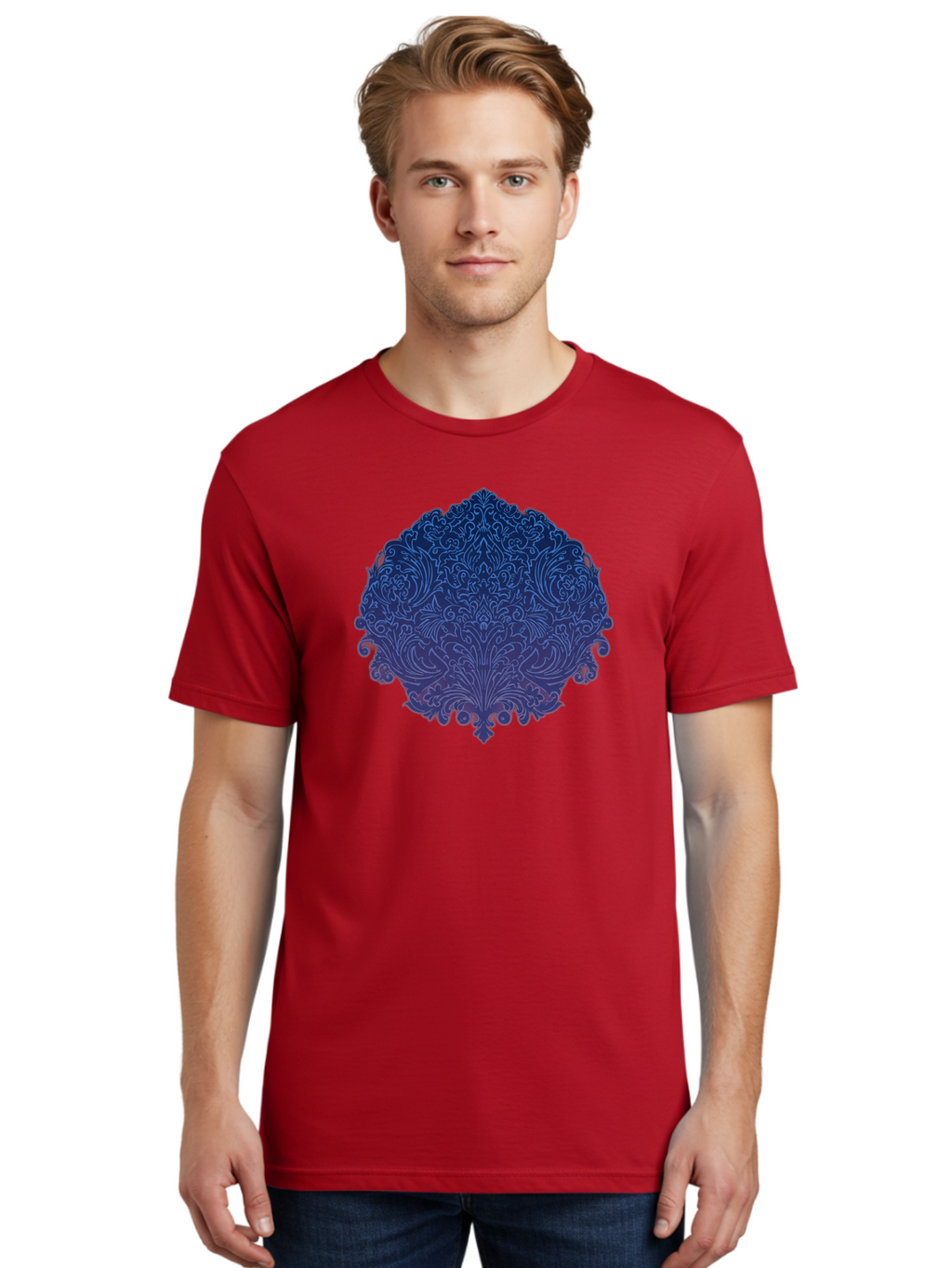 Blue-Ornate-Crest Men'S Graphic Tee, 100% Cotton, Comfortable Casual Summer Wear, Machine Washable, Vintage Camera, Old Camera, Antique Camera, Black Camera, Classic Photography, Photography Equipment, Nostalgic Device, Film Camera, Camera Art Bag199