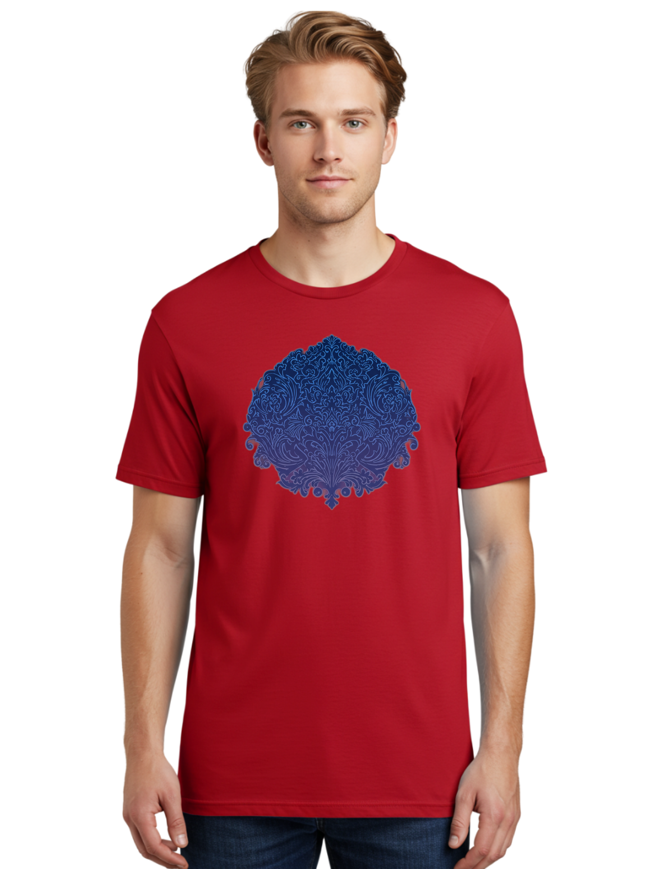 Blue-Ornate-Crest Men'S Graphic Tee, 100% Cotton, Comfortable Casual Summer Wear, Machine Washable, Vintage Camera, Old Camera, Antique Camera, Black Camera, Classic Photography, Photography Equipment, Nostalgic Device, Film Camera, Camera Art Bag199