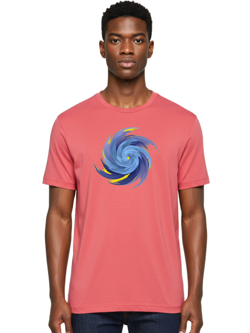 Blue-Spiral-Swirl Men'S Graphic Tee, 100% Cotton, Comfortable Casual Summer Wear, Machine Washable, Vintage Camera, Old Camera, Antique Camera, Black Camera, Classic Photography, Photography Equipment, Nostalgic Device, Film Camera, Camera Art Bag204